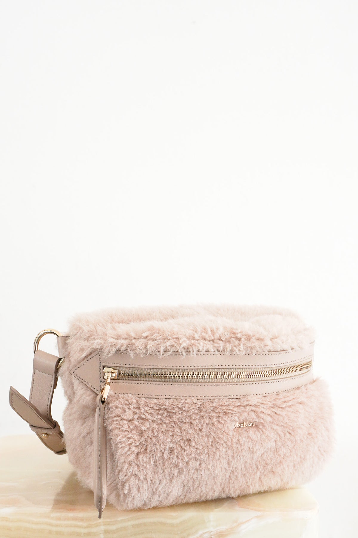 Front Image: MaxMara Camelux Teddy Fur Shoulder Bag Chelsea London