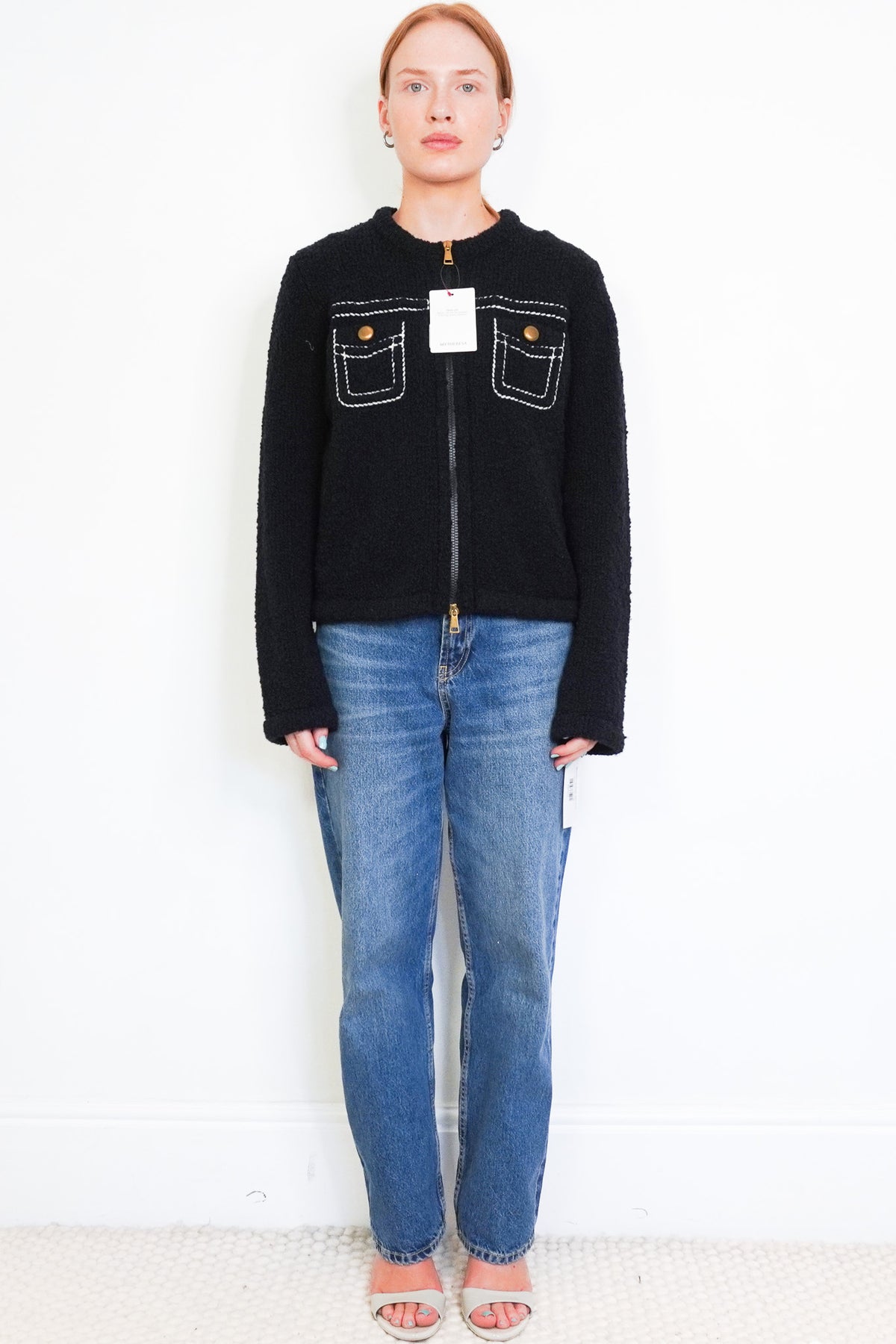 Front Image: NEW Moncler Contrast Trim Zip Cardigan Chelsea London