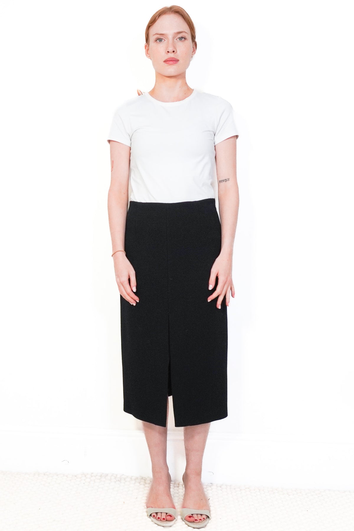 Prada Black Wool A-Line Midi Skirt (RRP £1000) | Authentic Preloved - Reloved Again
