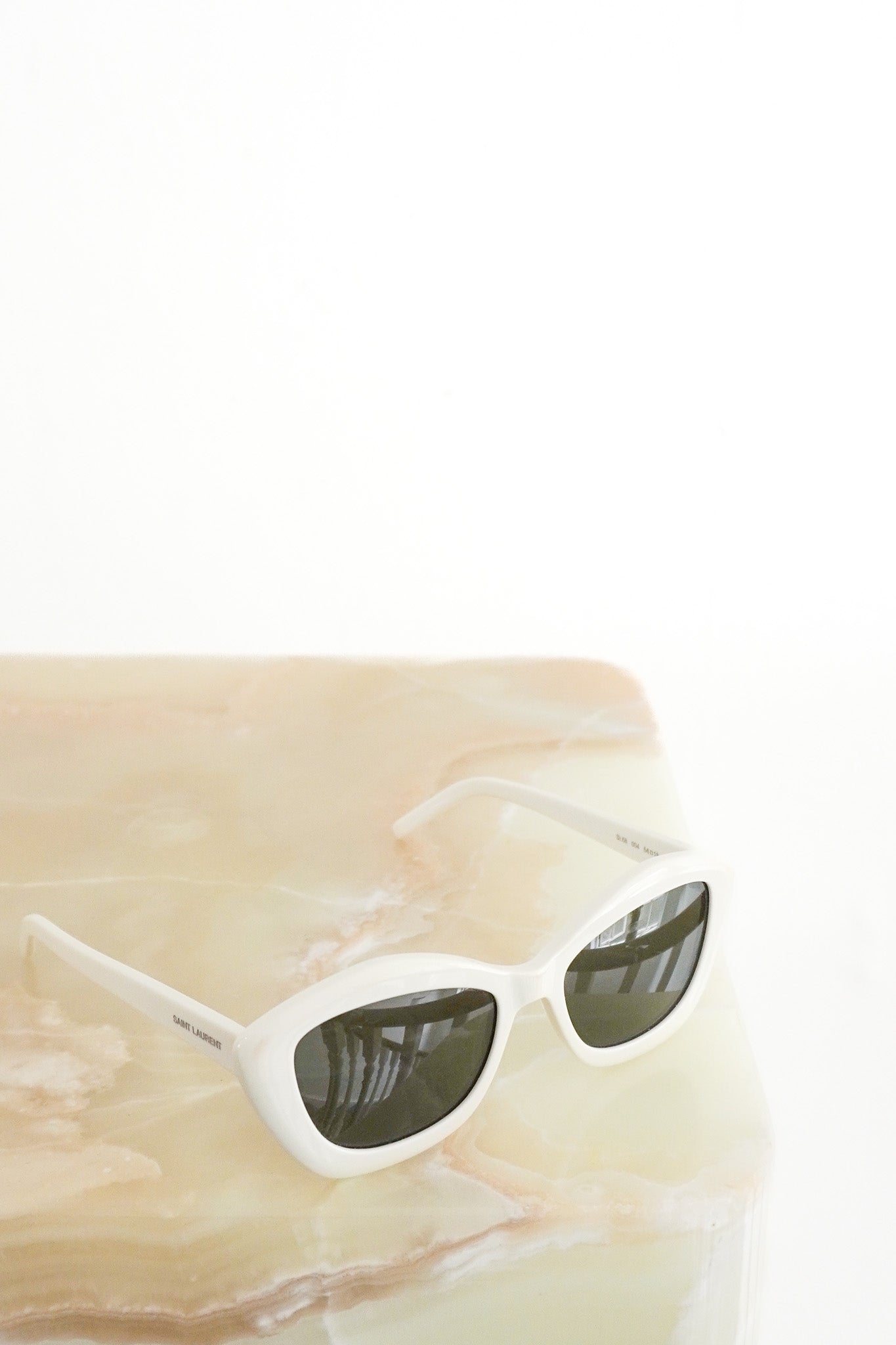 Front Image: Saint Laurent New Wave SL 68 Ivory Cat-Eye Sunglasses Chelsea London 