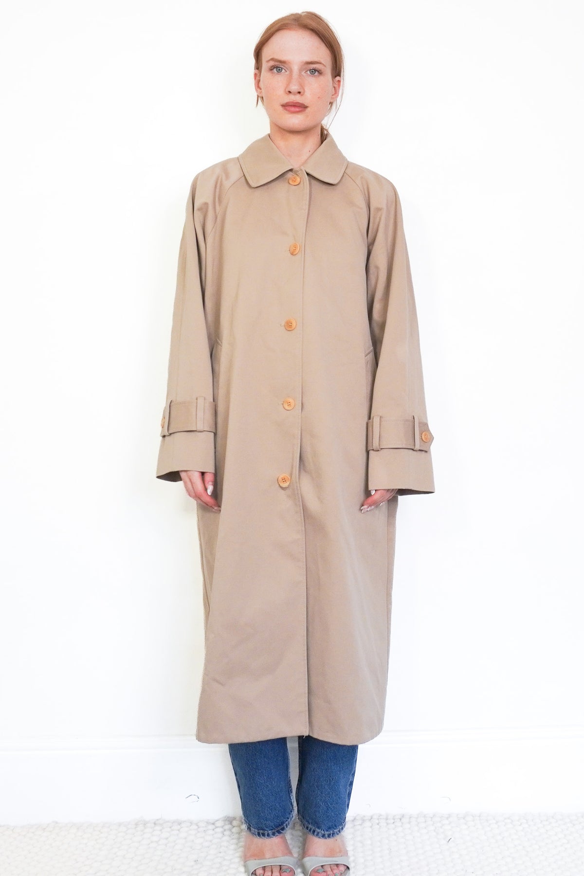 Front Image: Skall Studios 100% Cotton Trench Coat Chelsea London 