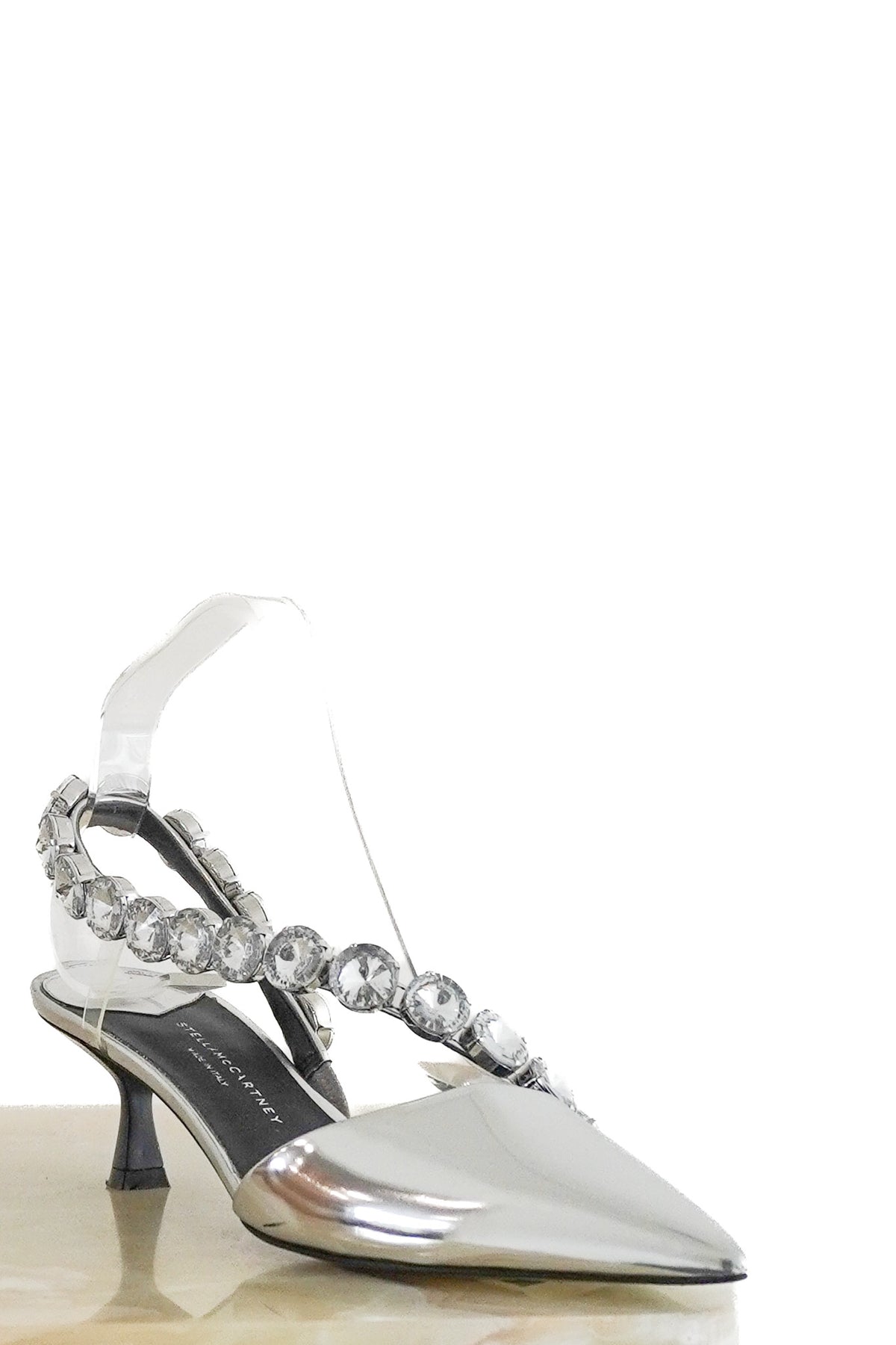 Front Image: Stella McCartney Elsa Embellished Metallic Slingback Pumps