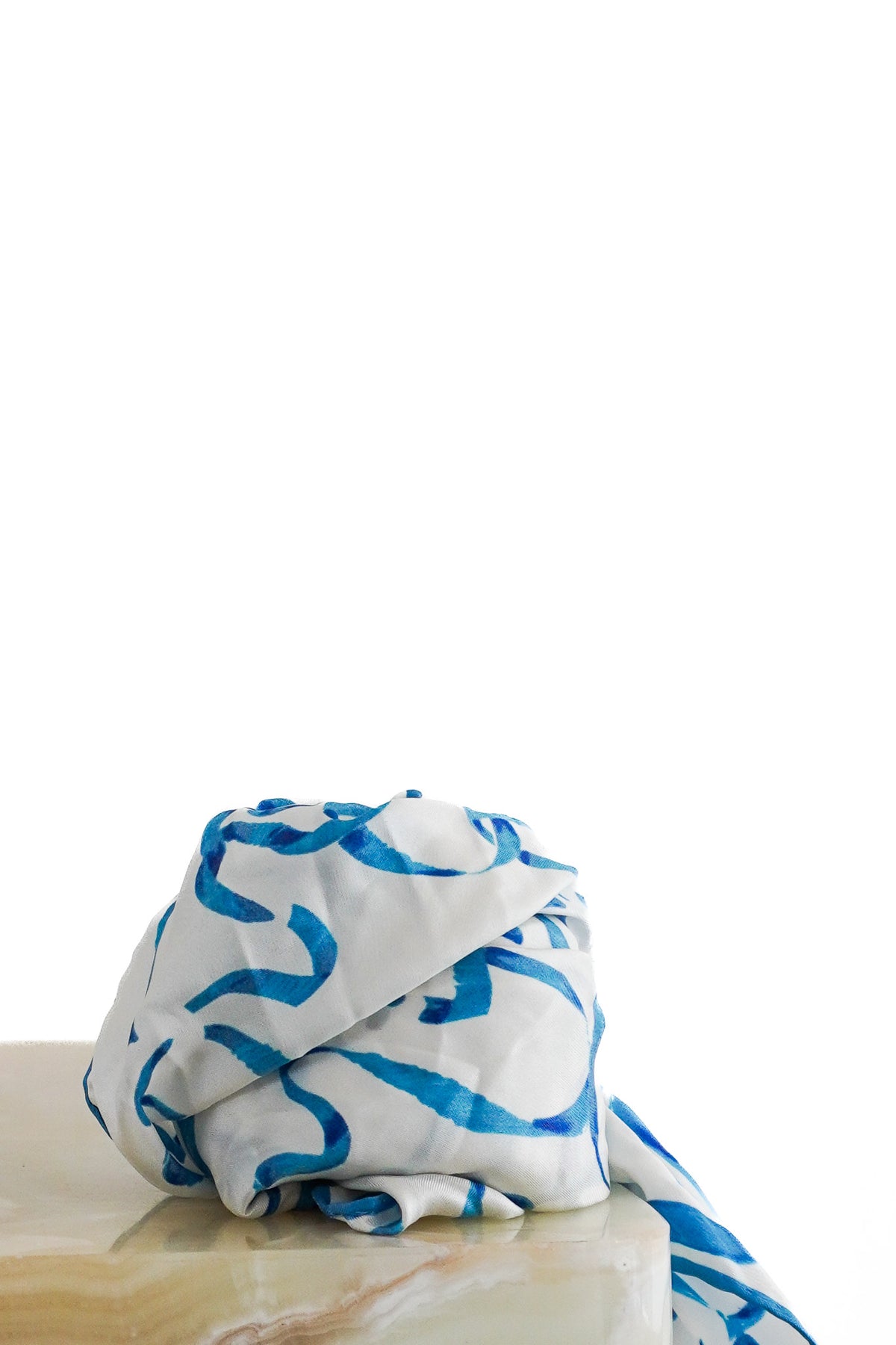 Front: NEW Chloe Blue and White Silk Scarf