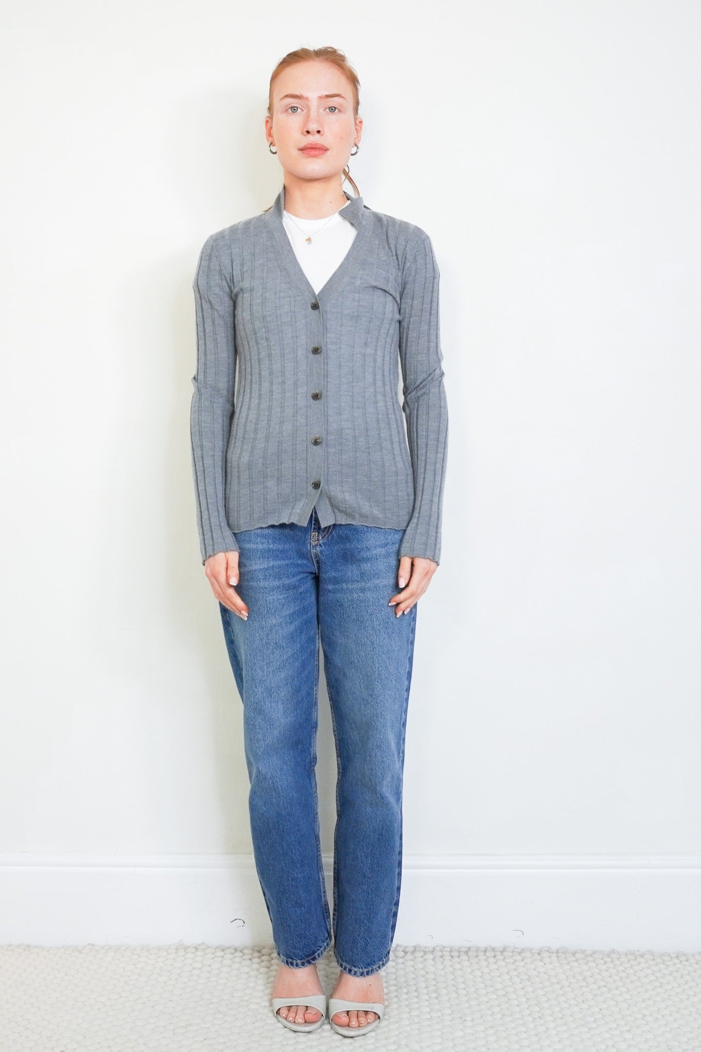 Lisa Yang Grey Ribbed Cashmere Cardigan RRP £465 | Authentic Preloved - Reloved Again