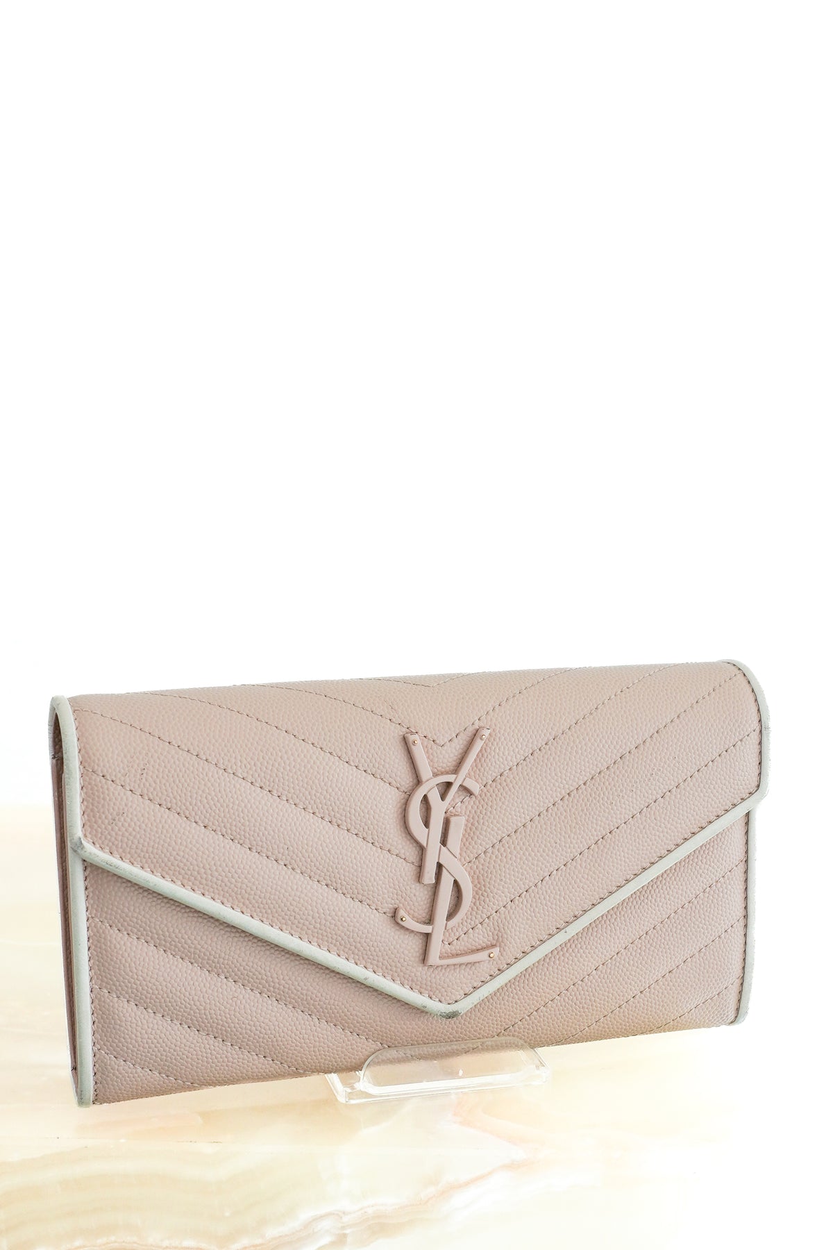Saint Laurent Blush Grain Envelope Wallet (RRP £1100) | Authentic Preloved - Reloved Again