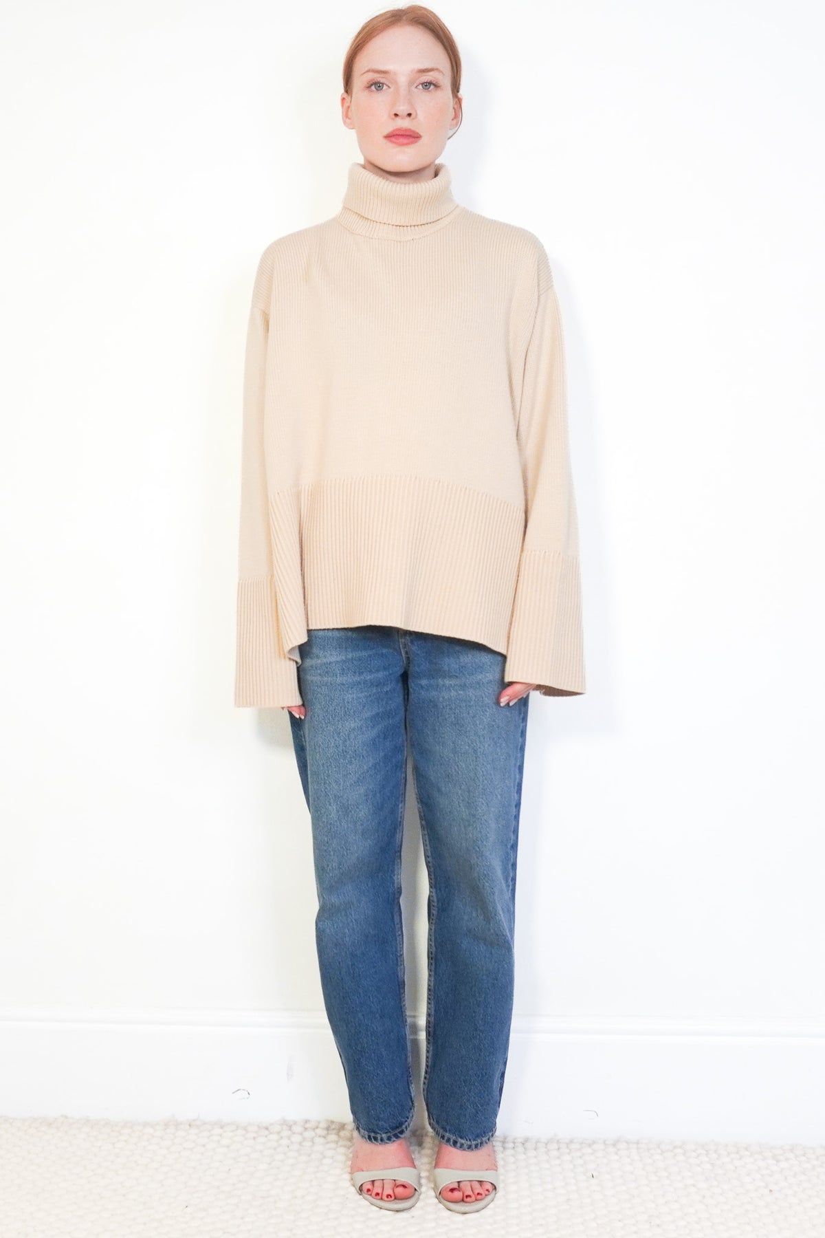 Front: Toteme Turtleneck Beige Jumper
