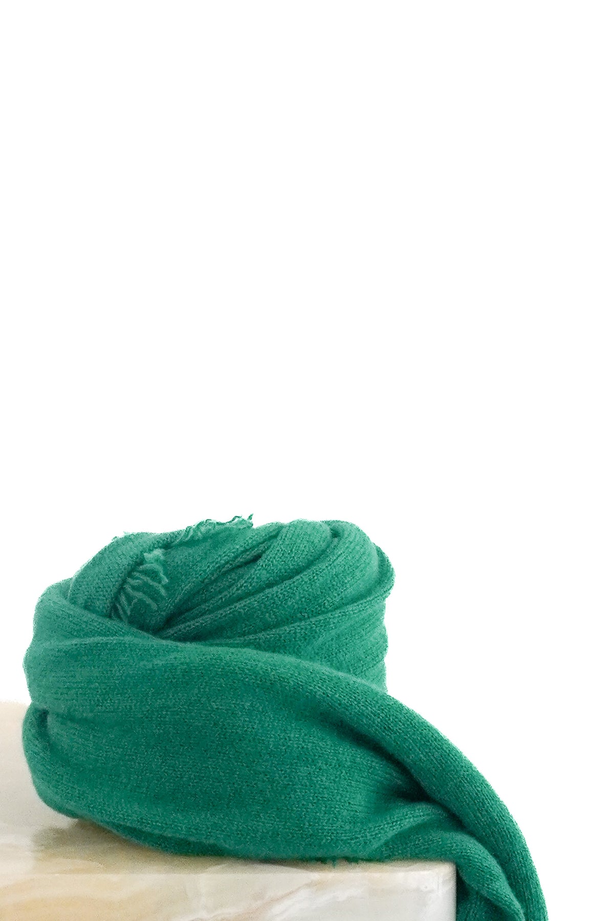 Front: Van Kukil Green Cashmere Scarf 