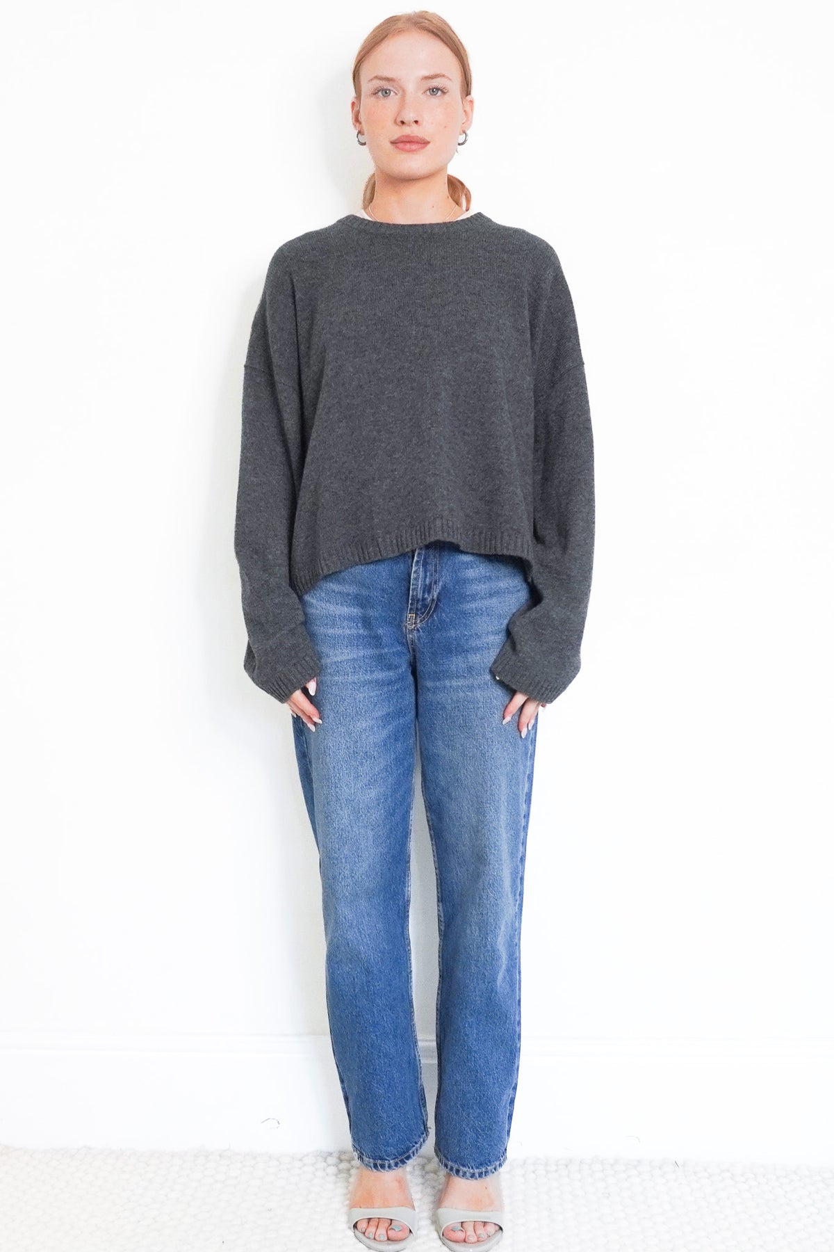 Front image ME+EM Grey Wool Jumper Chelsea London