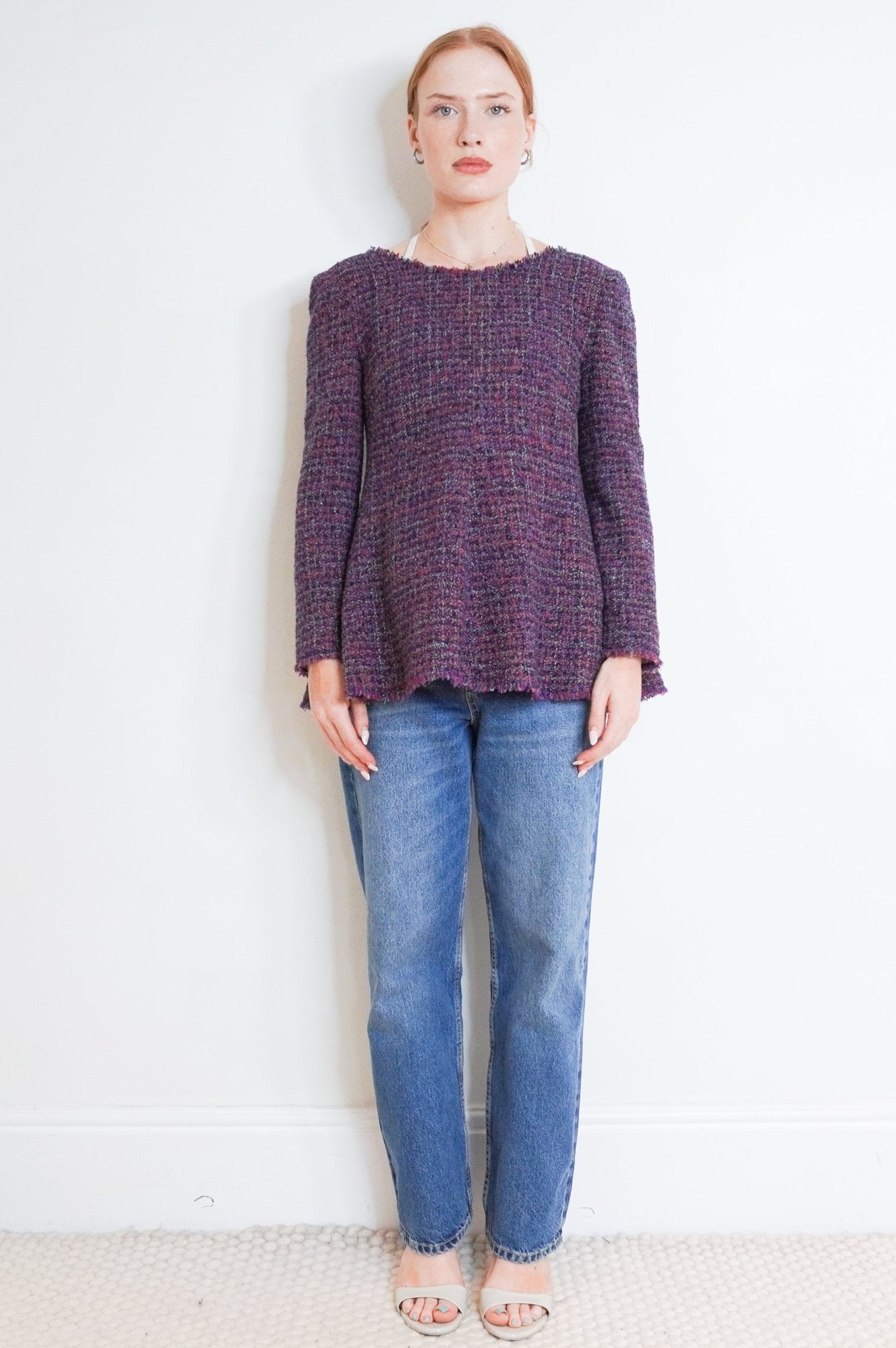 Chanel Purple Tweed peplum top Zip Back RRP £2000 | Authentic Preloved - Reloved Again