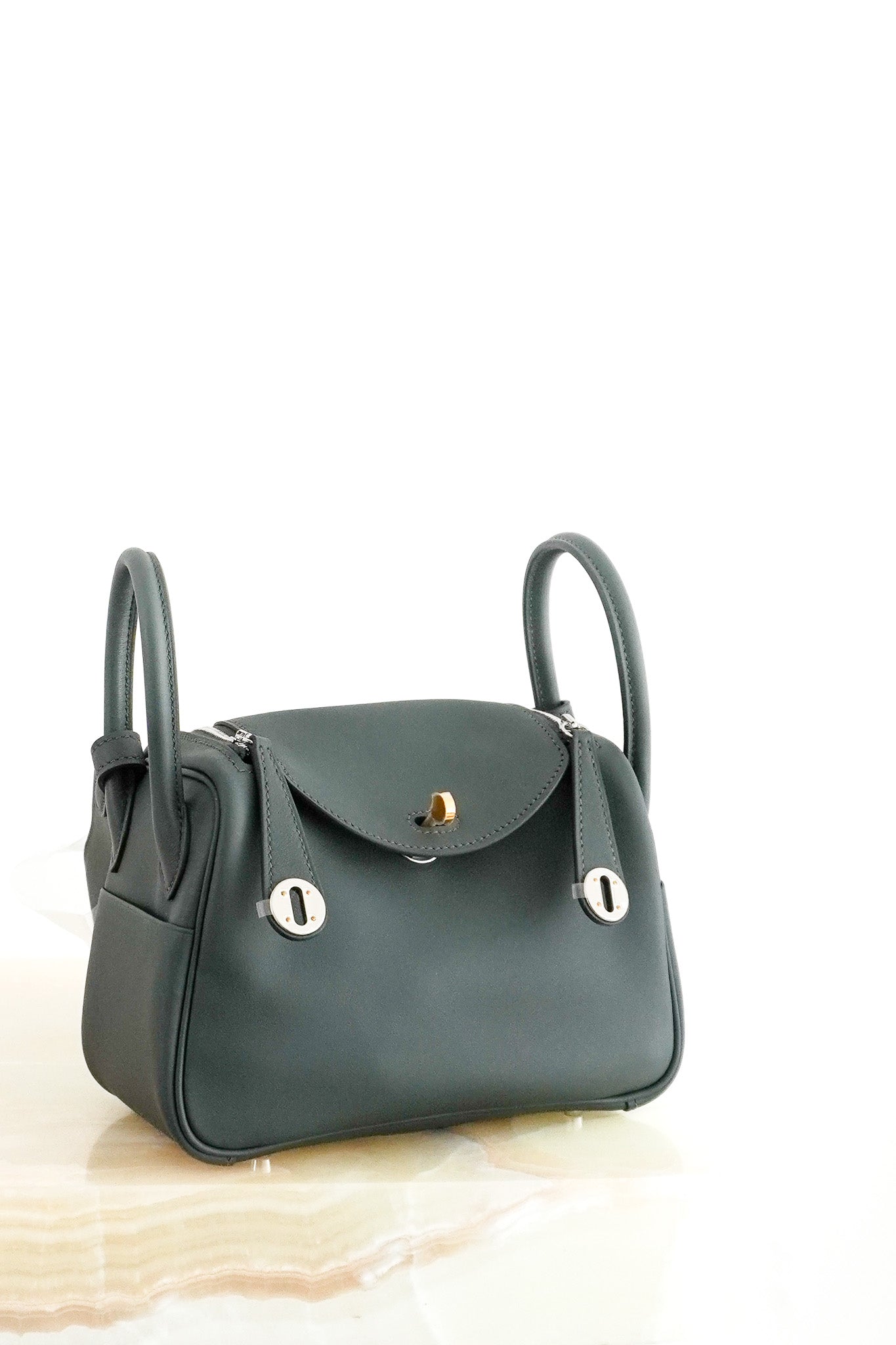 NEW Hermès Mini Lindy Bag in Vert Foncé Leather with Mixed Metal Hardware | Authentic Preloved - Reloved Again