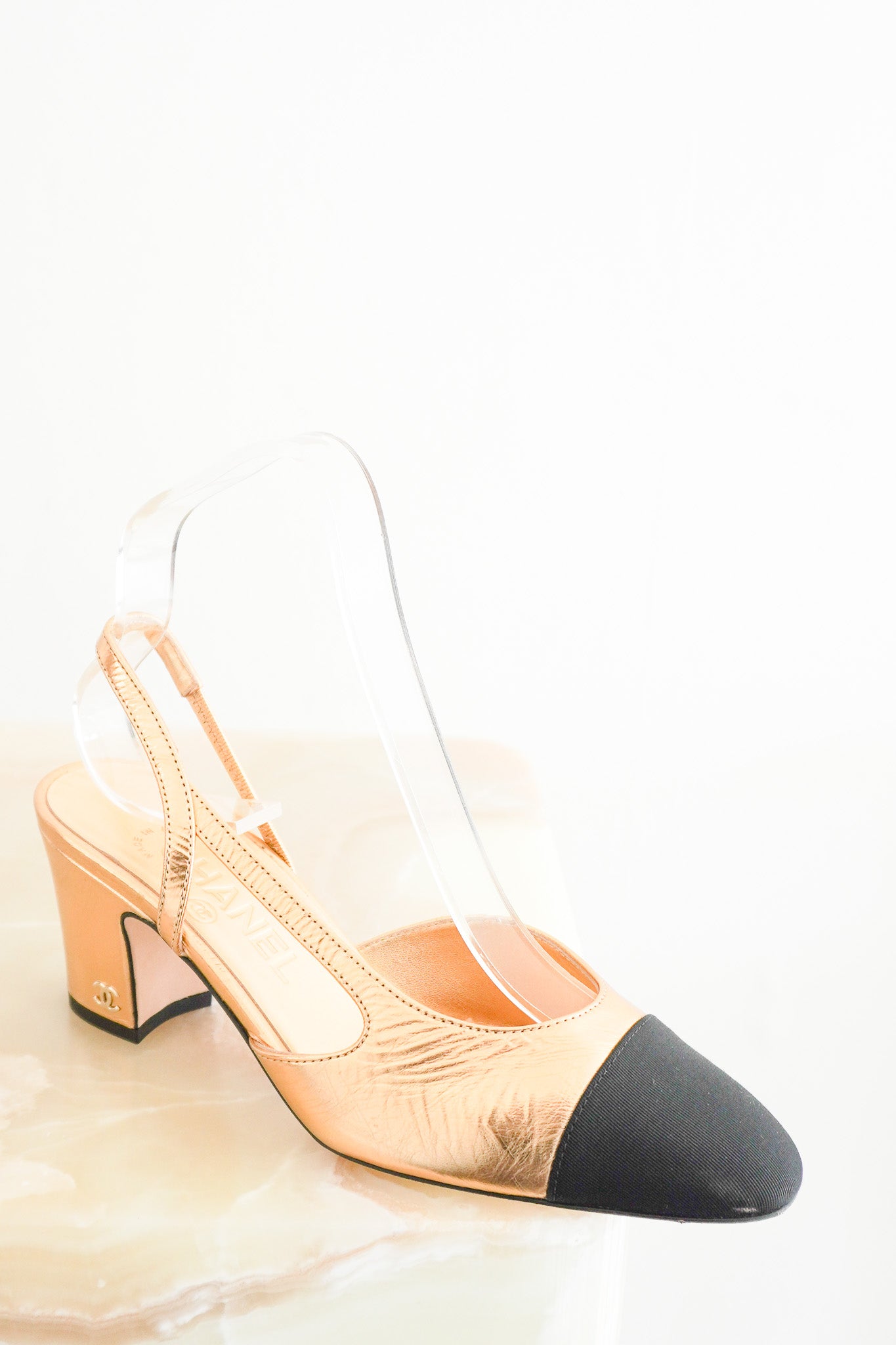 NEW Chanel Black and Gold Slingbacks (RRP £880) | Authentic Preloved - Reloved Again