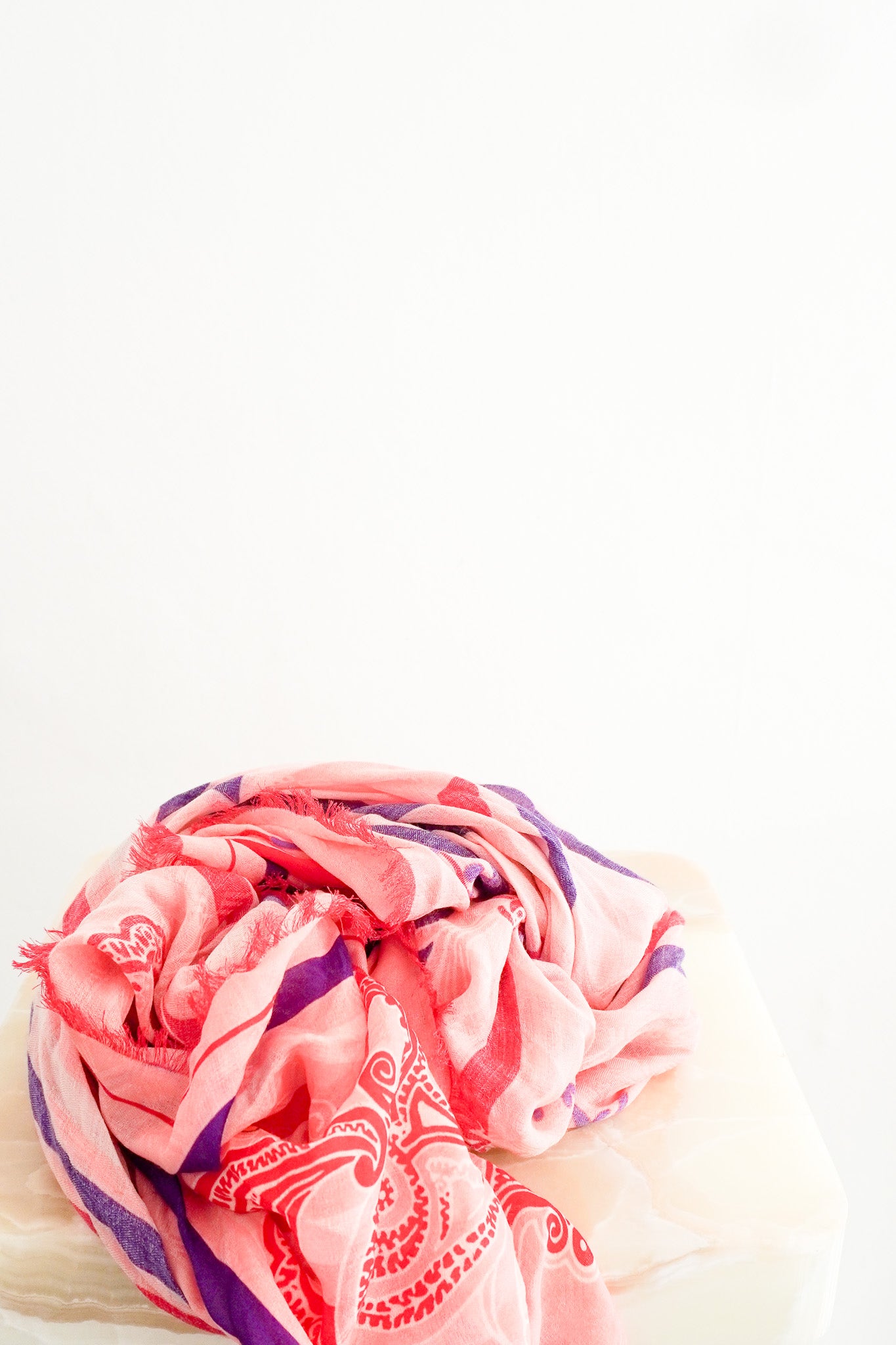Front image of the Etro Pink Patterned Wool Scarf Chelsea London