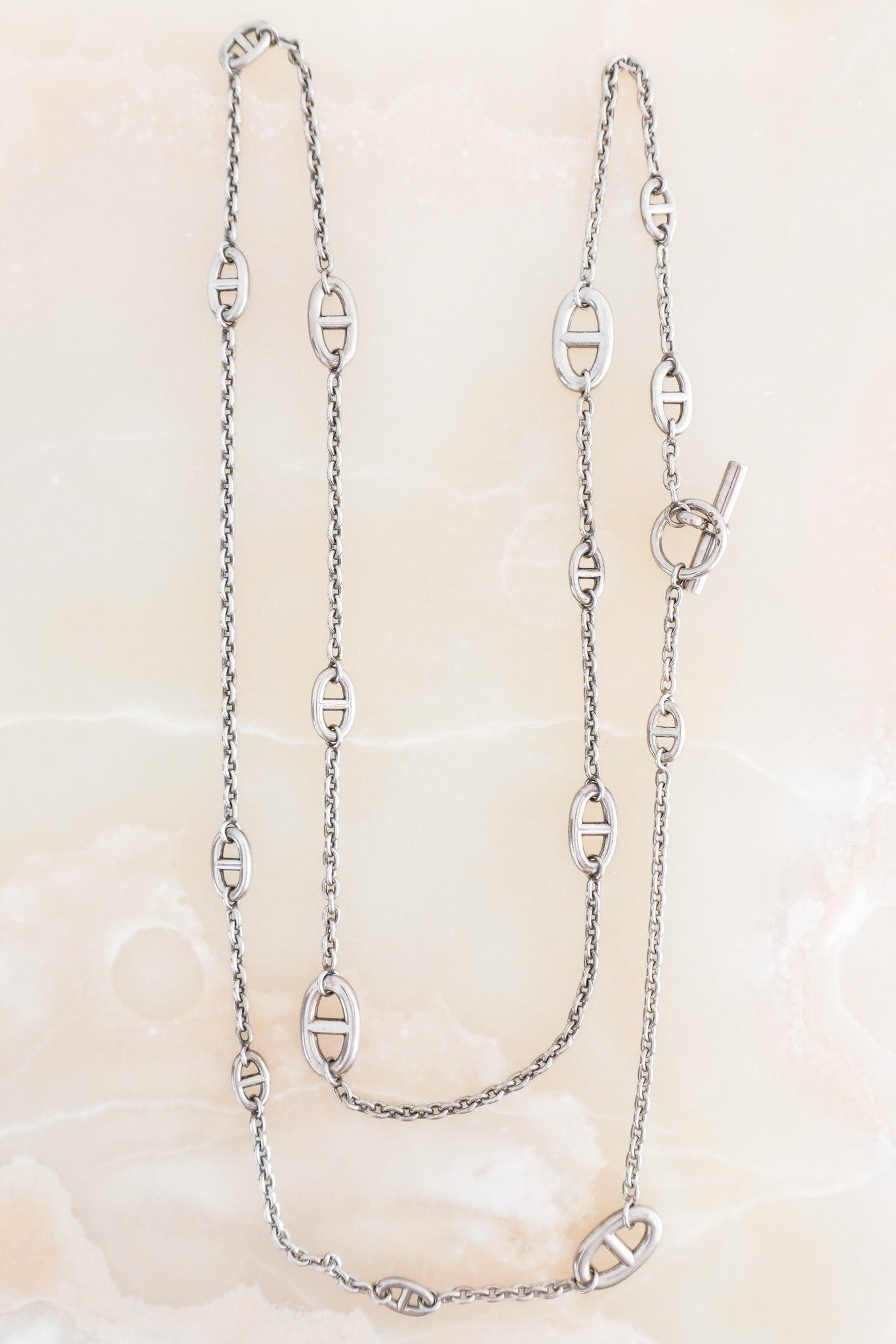 Front image of the Hermès Farandole Silver Necklace Chelsea London