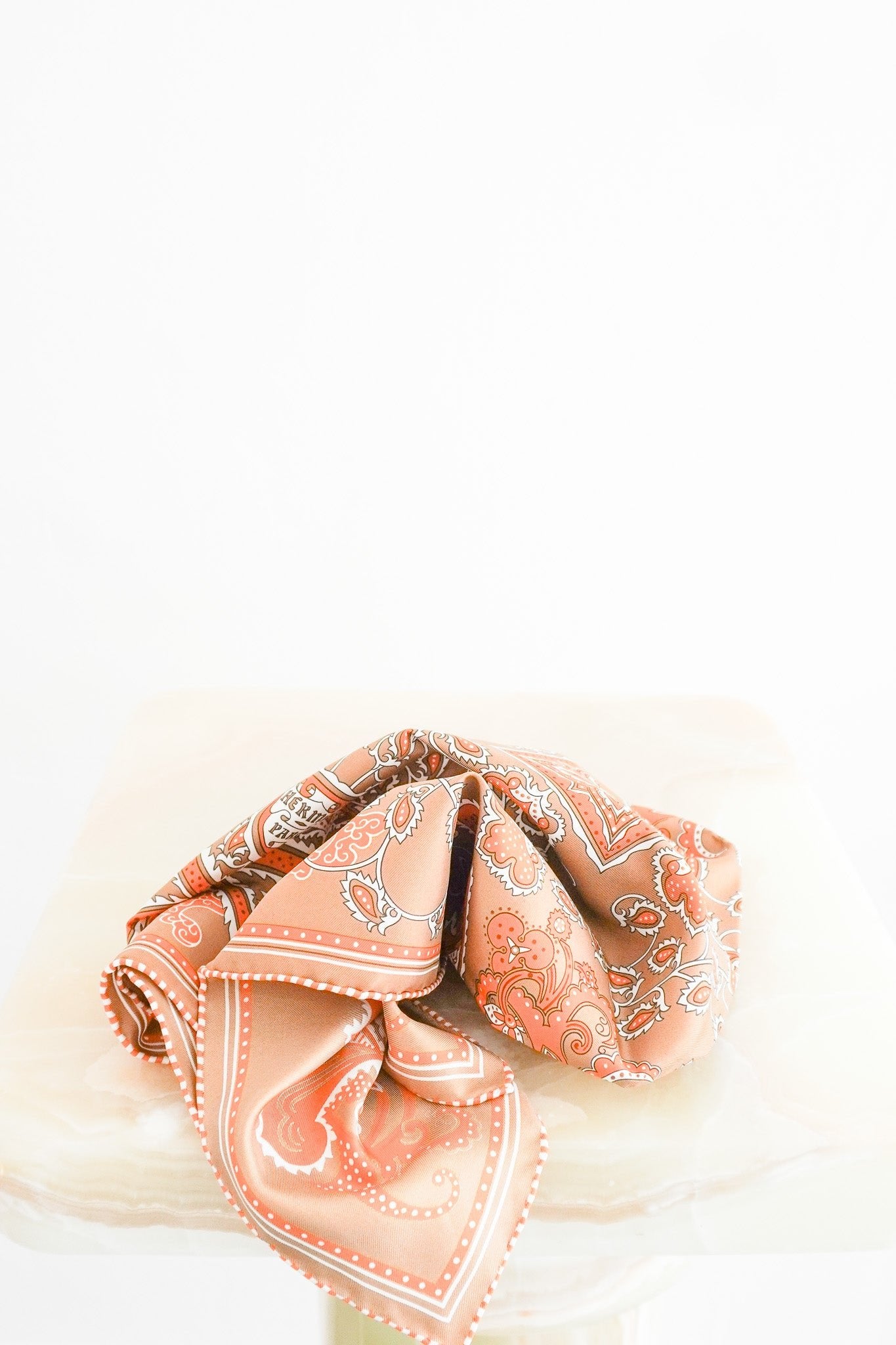 Front image of the Hermès H Enlumine Bandana Silk Scarf Chelsea London