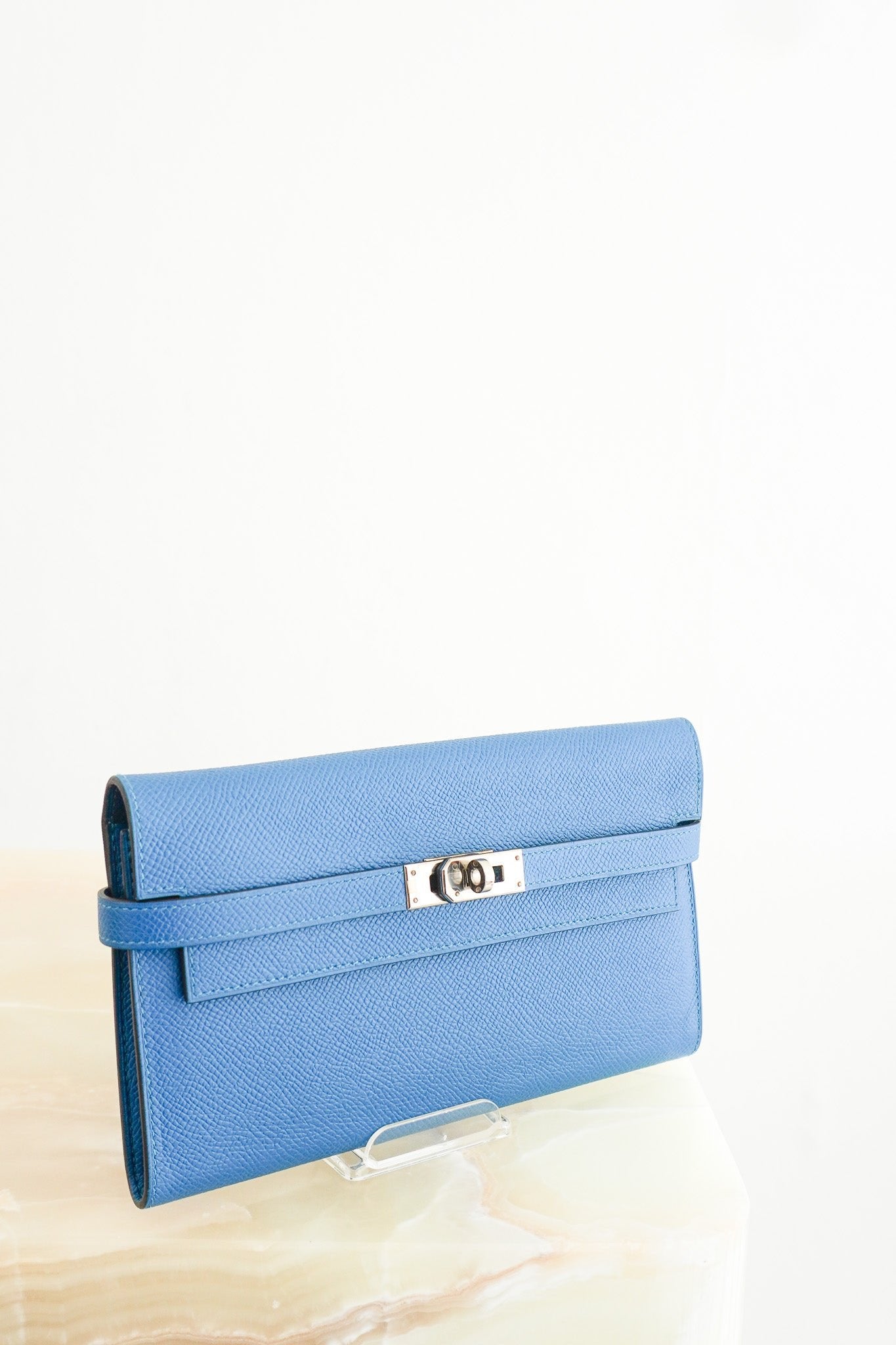 Hermès Kelly To Go Wallet in Blue Epsom Leather (RRP £4,400) | Authentic Preloved - Reloved Again