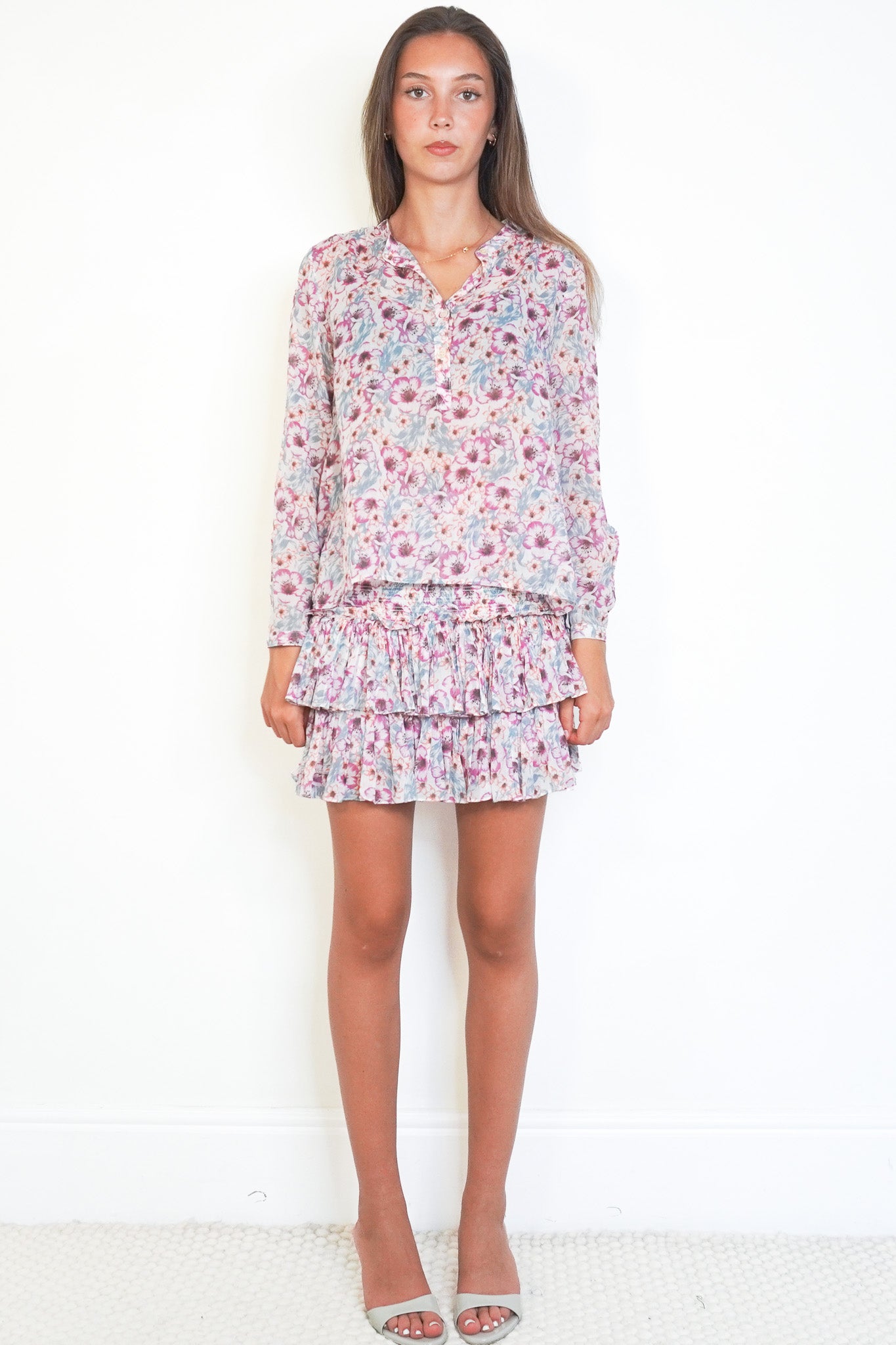 Front image of the Isabel Marant Étoile Naomi Floral Cotton Blouse & Skirt Set Chelsea London