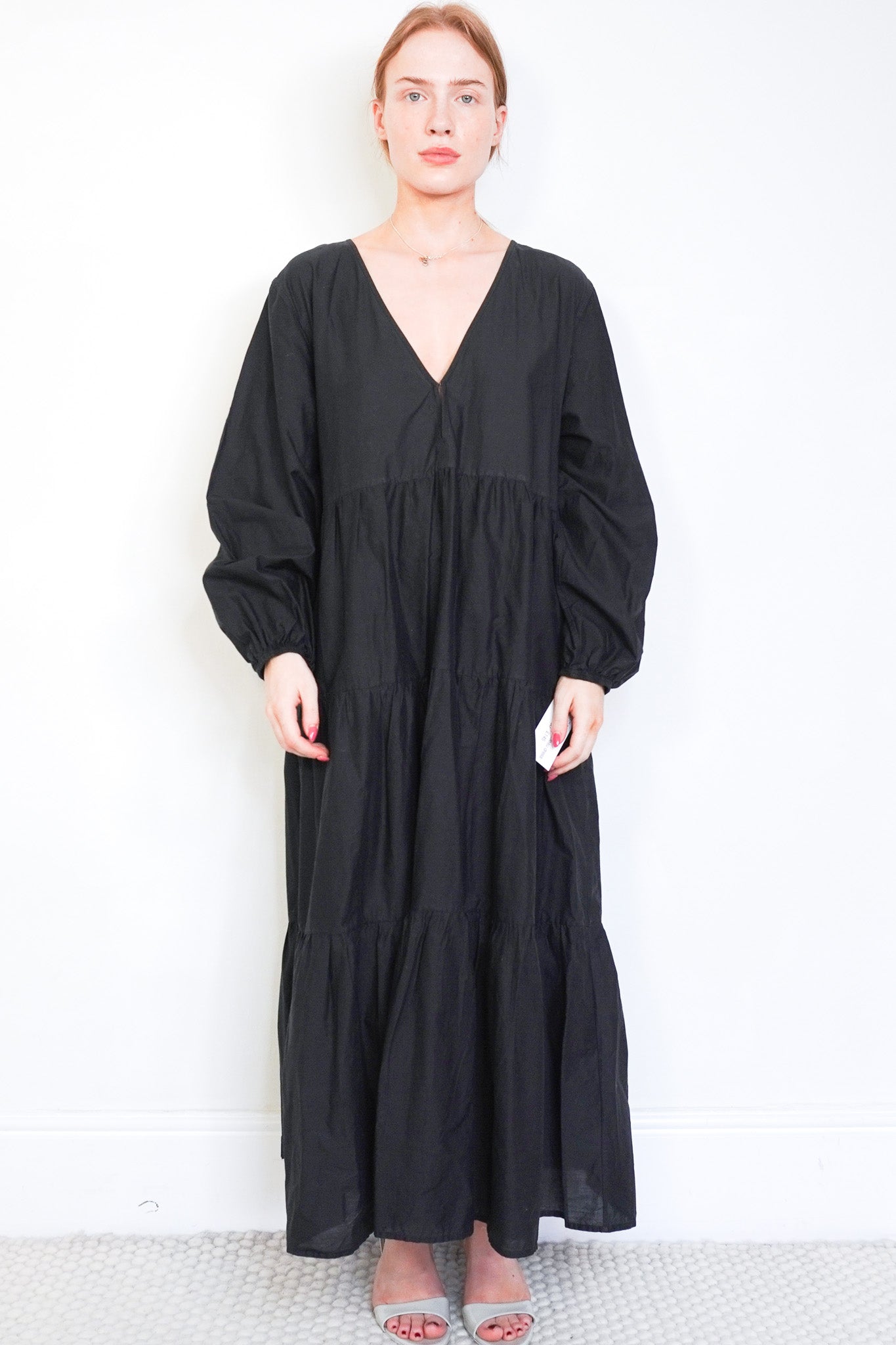 Matteau Black Tiered Cotton Maxi Dress (RRP £350)
