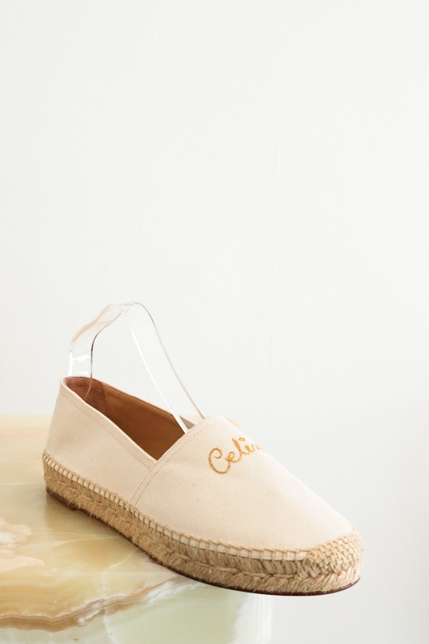 Front image of the NEW Celine Natural Canvas Espadrilles Chelsea London