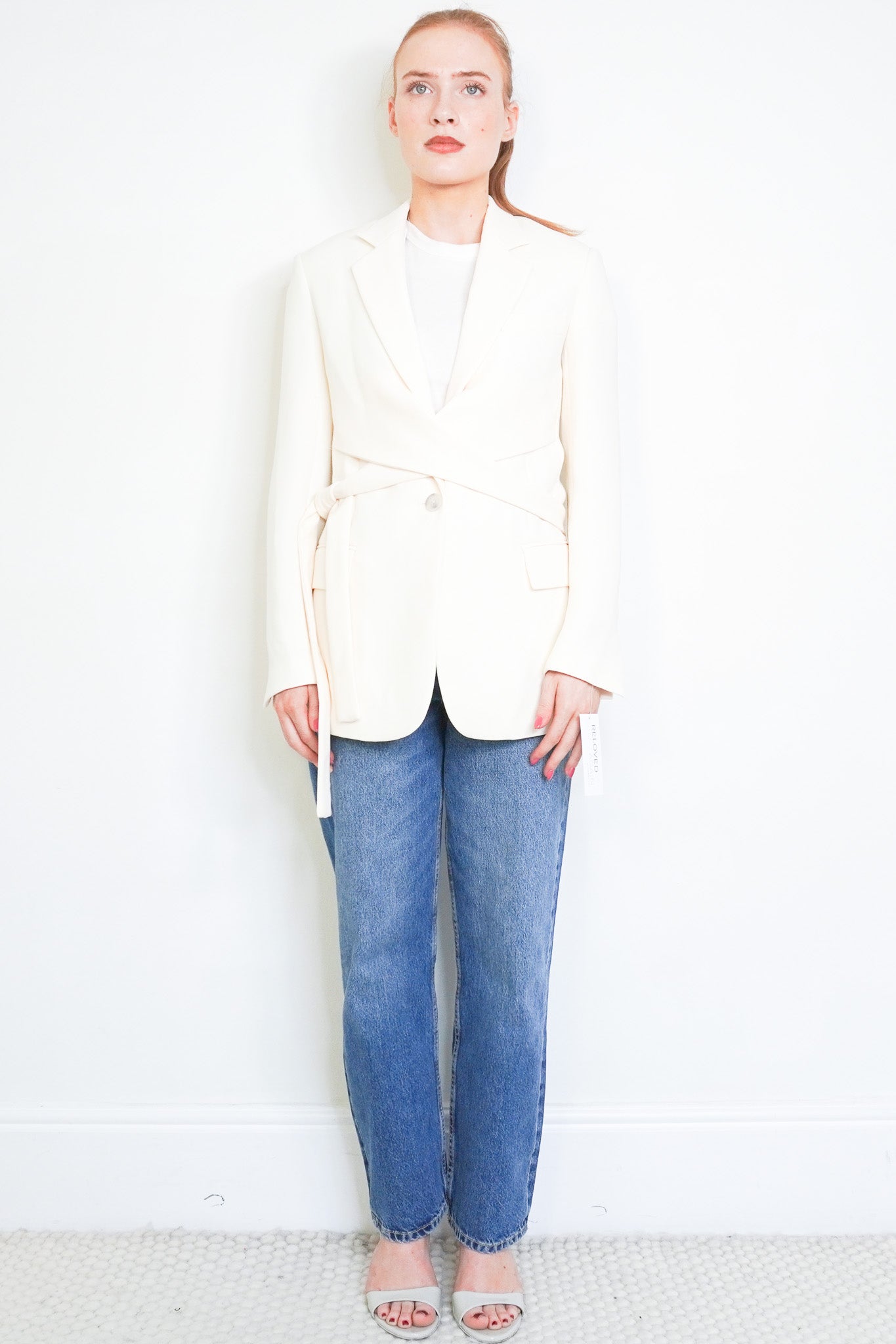 Front image of the Philip Lim Cream Wrap Jacket Chelsea London