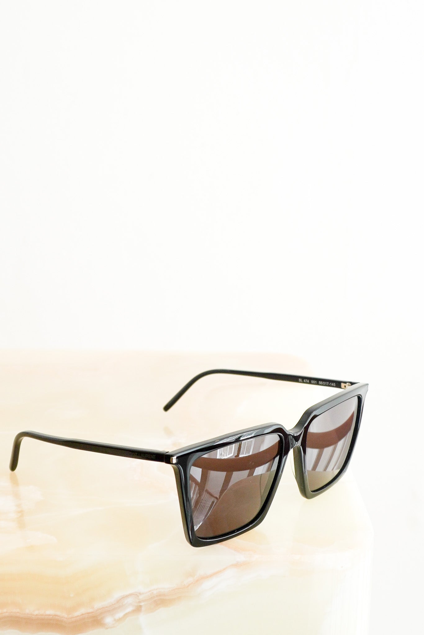 Front image of the Saint Laurent Oversized Black Square Sunglasses Chelsea London