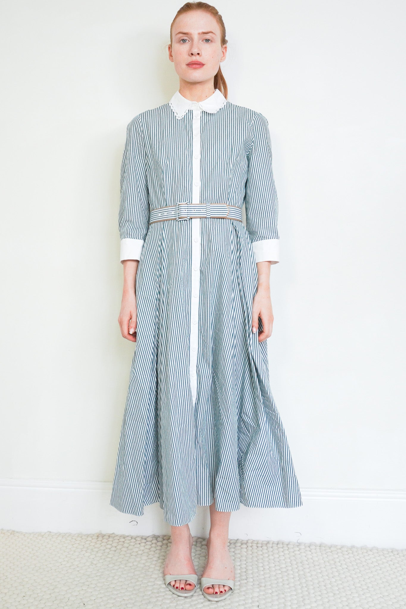 Front image of the Suzannah Court Striped Shirt Dress Chelsea London