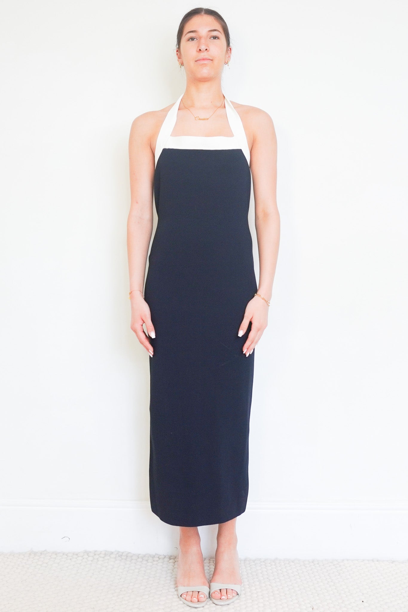 Front image of the Veronica Beard Navy Midi Dress Chelsea London
