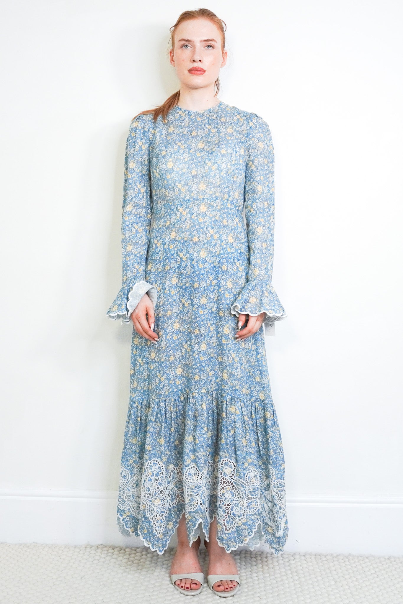 Front image of the Zimmermann Blue Floral Linen Dress Chelsea London