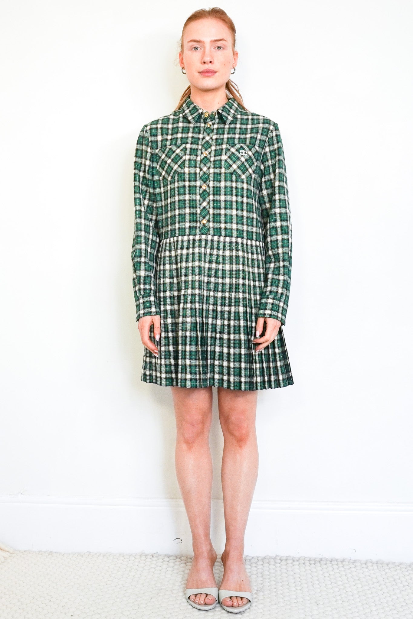 Celine Green Tartan Mini Dress RRP £2800 | Authentic Preloved - Reloved Again