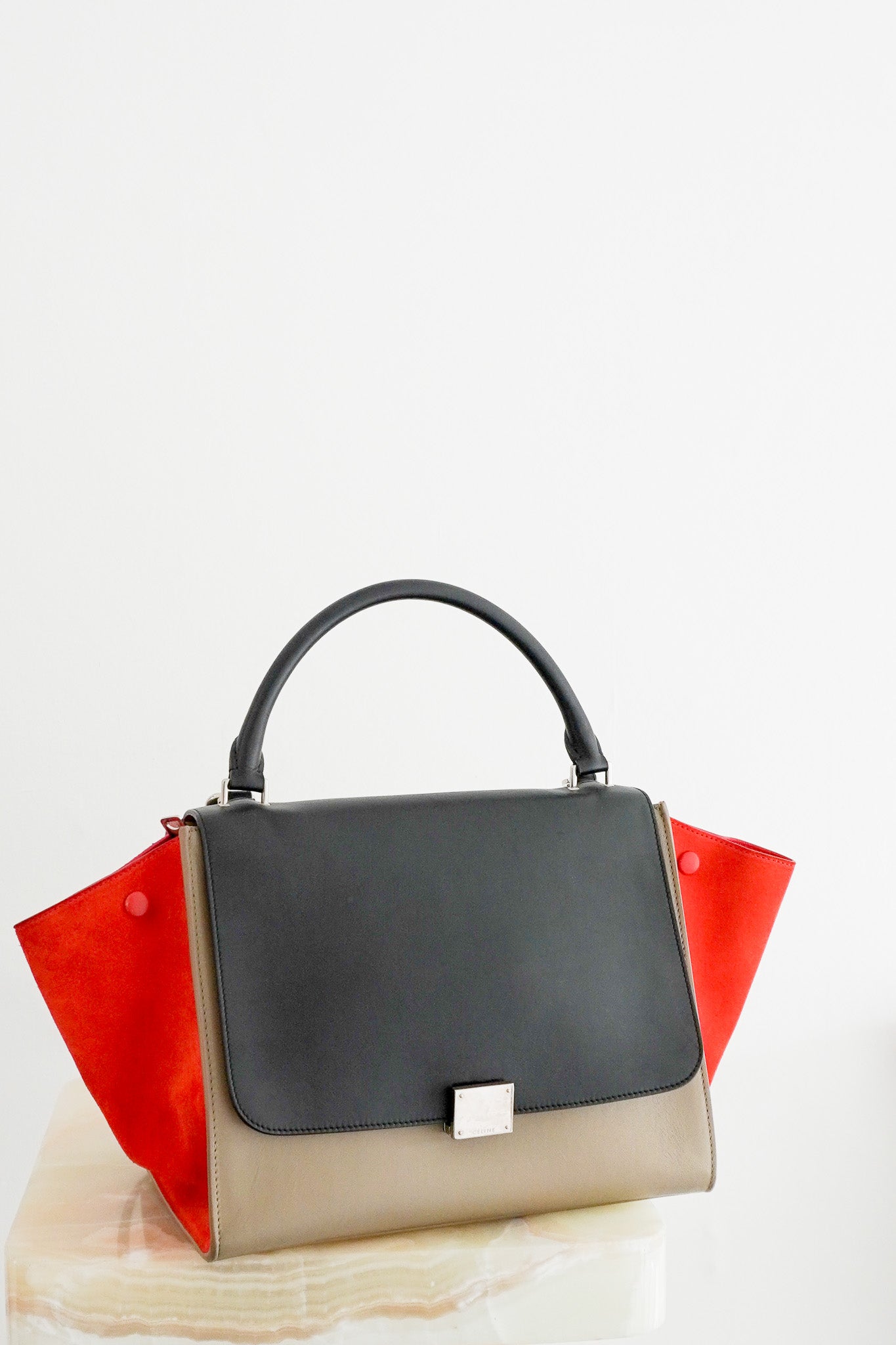 Front photo of the Celine Trapeze Tri-Colour Leather Top Handle Bag Chelsea London