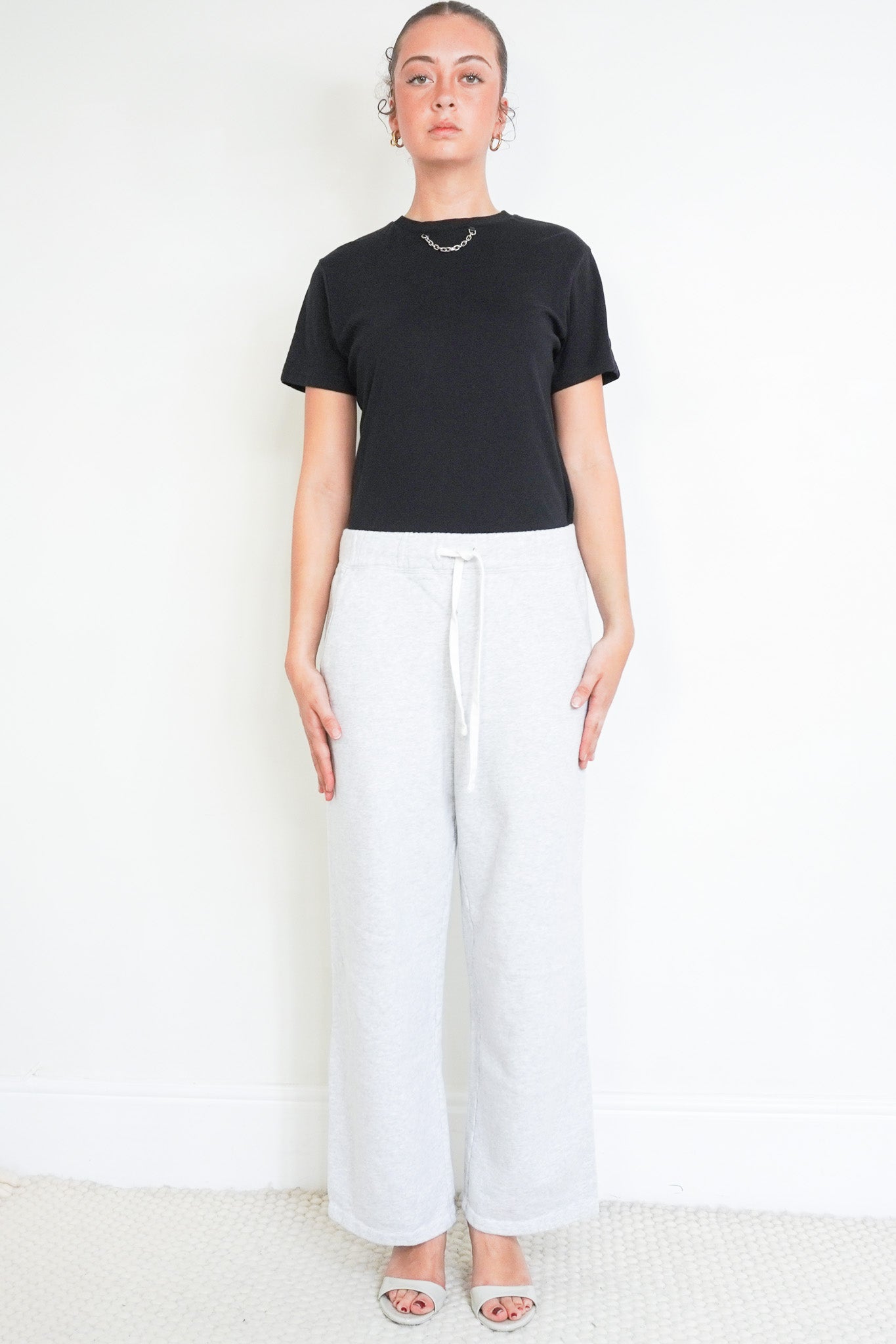 Front photo of the Navy Grey Joggers in grey Chelsea London