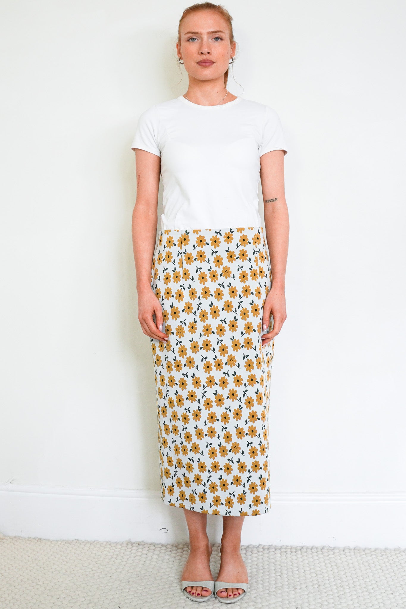 Front photo of the Tibi Floral Midi Skirt