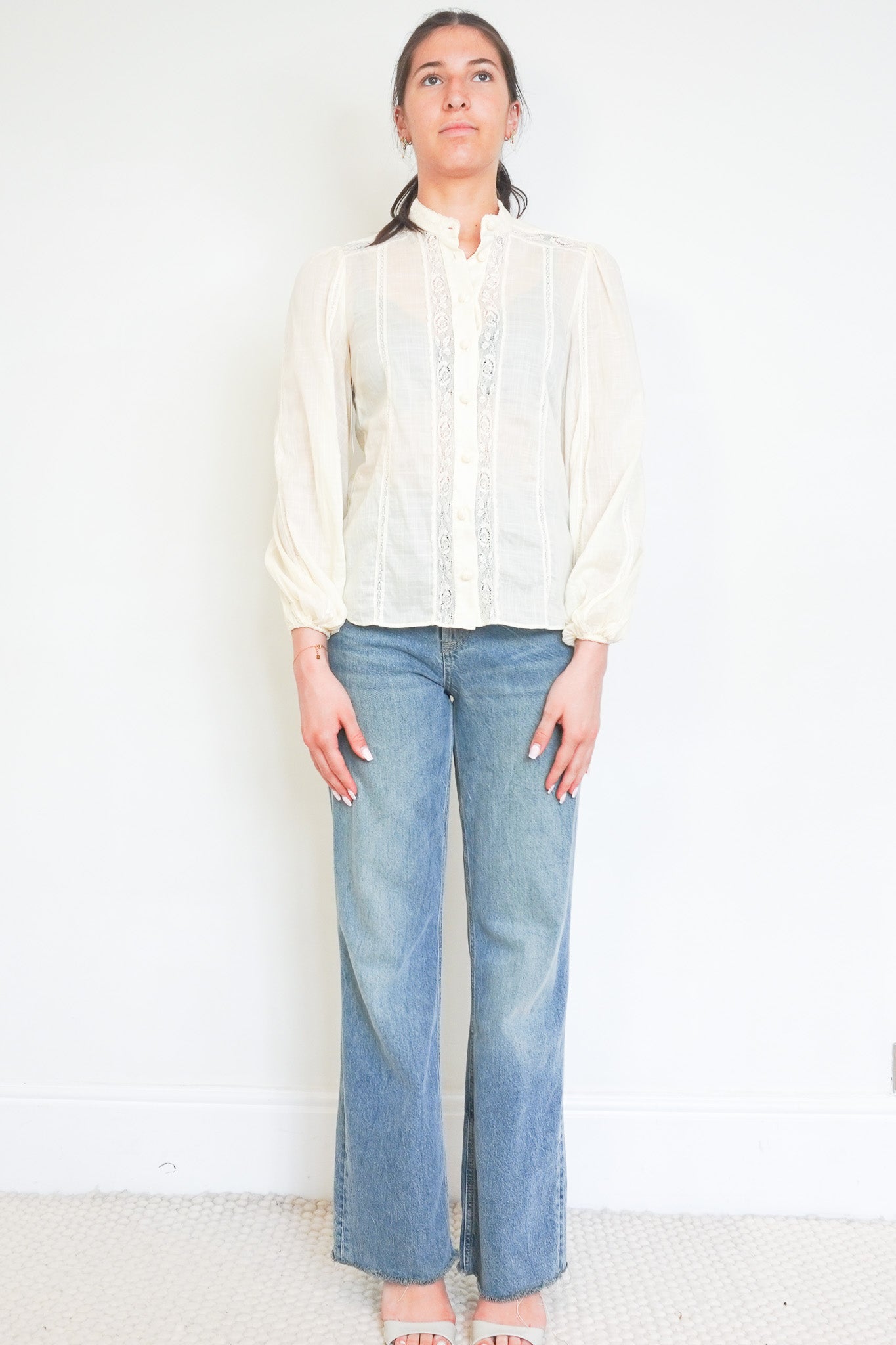 Front photo of the Zimmermann Cream Lace Blouse Chelsea London