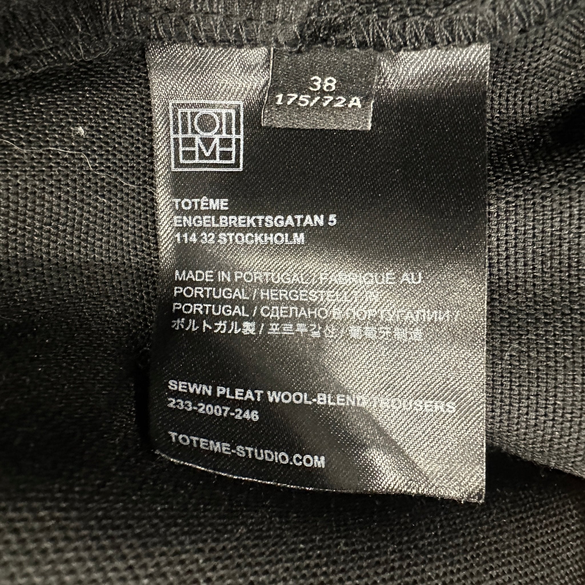 Toteme Black Sewn - Pleat Wool - Blend Trousers RRP £380 | Authentic Preloved - Reloved Again