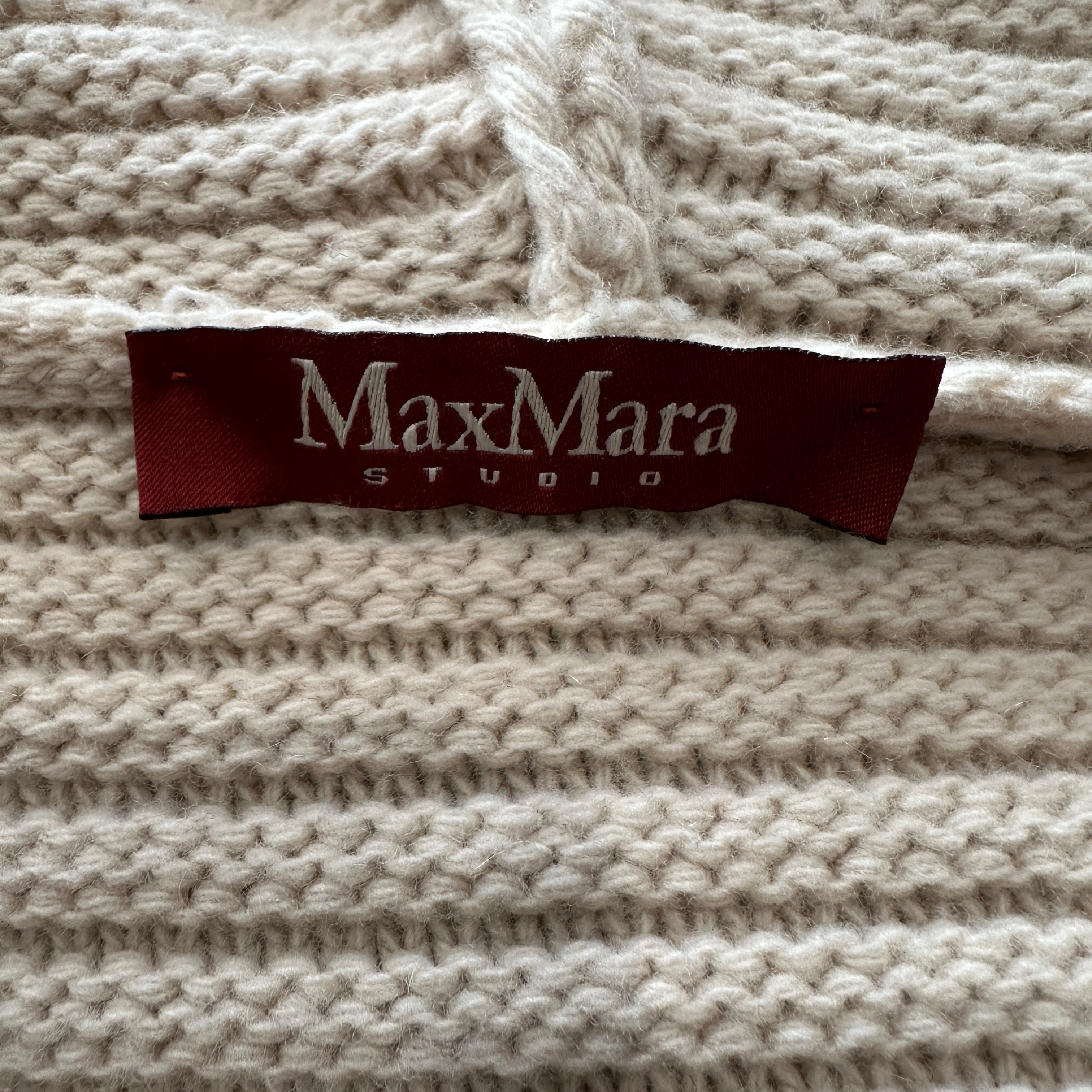 MaxMara Cream Chunky Wool Hooded Jumper RRP £350 | Authentic Preloved