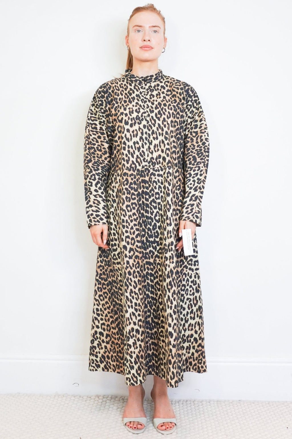 ganni leopard dress long sleeve Ganni Leopard Print Midi Dress StyleSwap