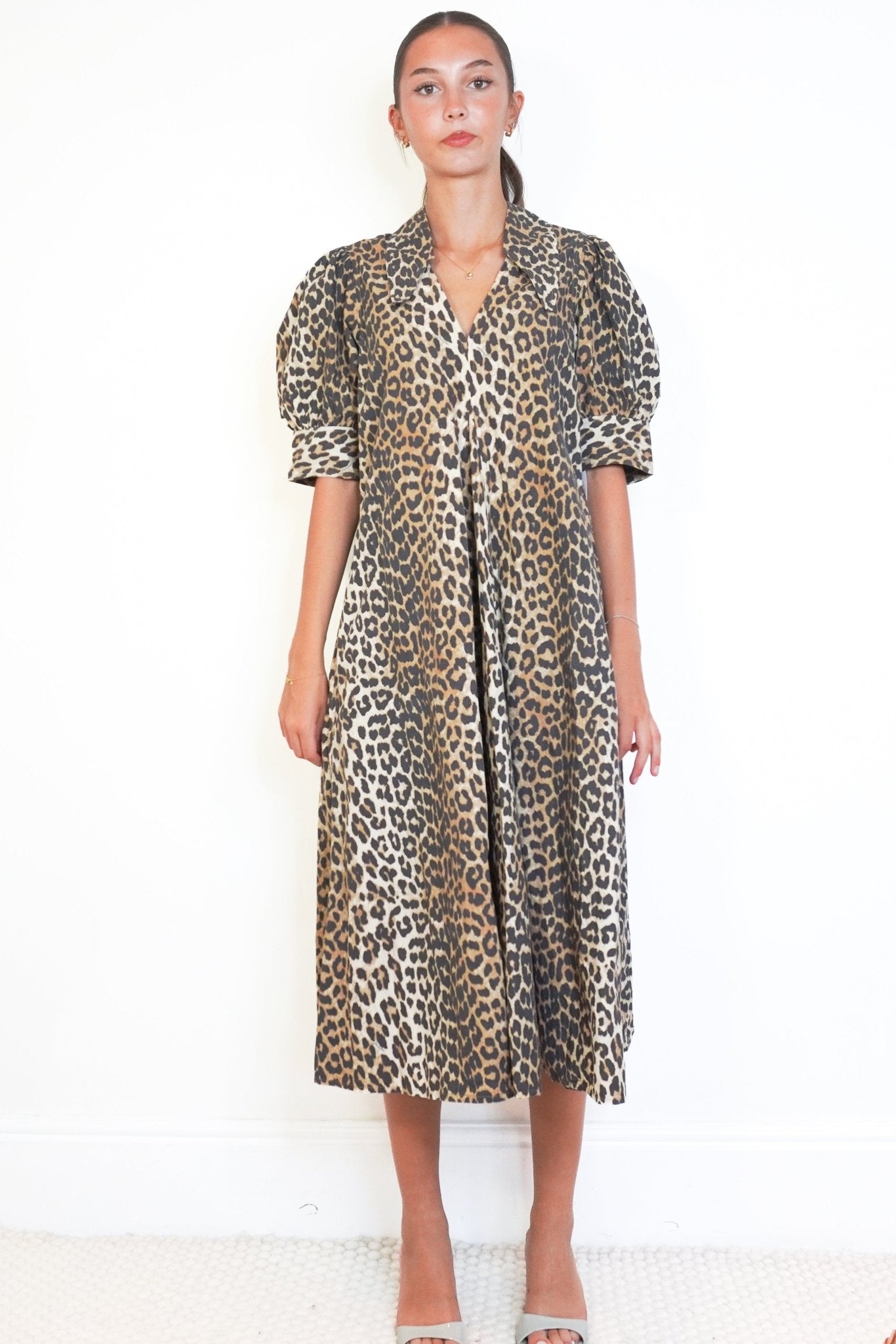 GANNI Leopard Print Cotton Shirt Dress (RRP £285) | Authentic & Preloved - Reloved Again