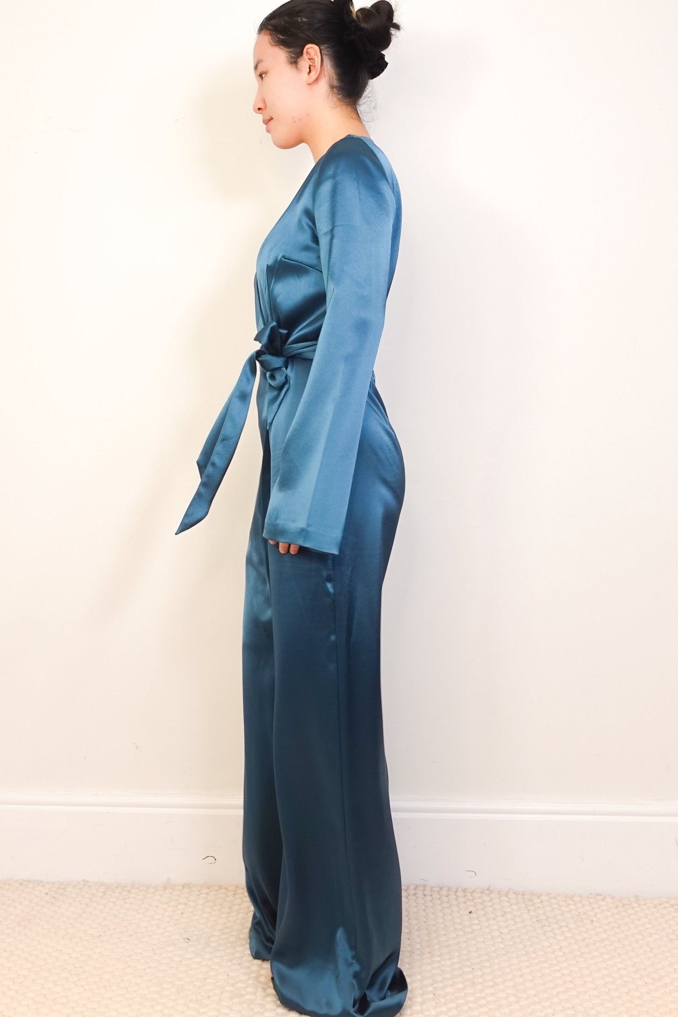 Galvan London Teal Green Satin Jumpsuit RRP £1100 | Authentic Preloved - Reloved Again