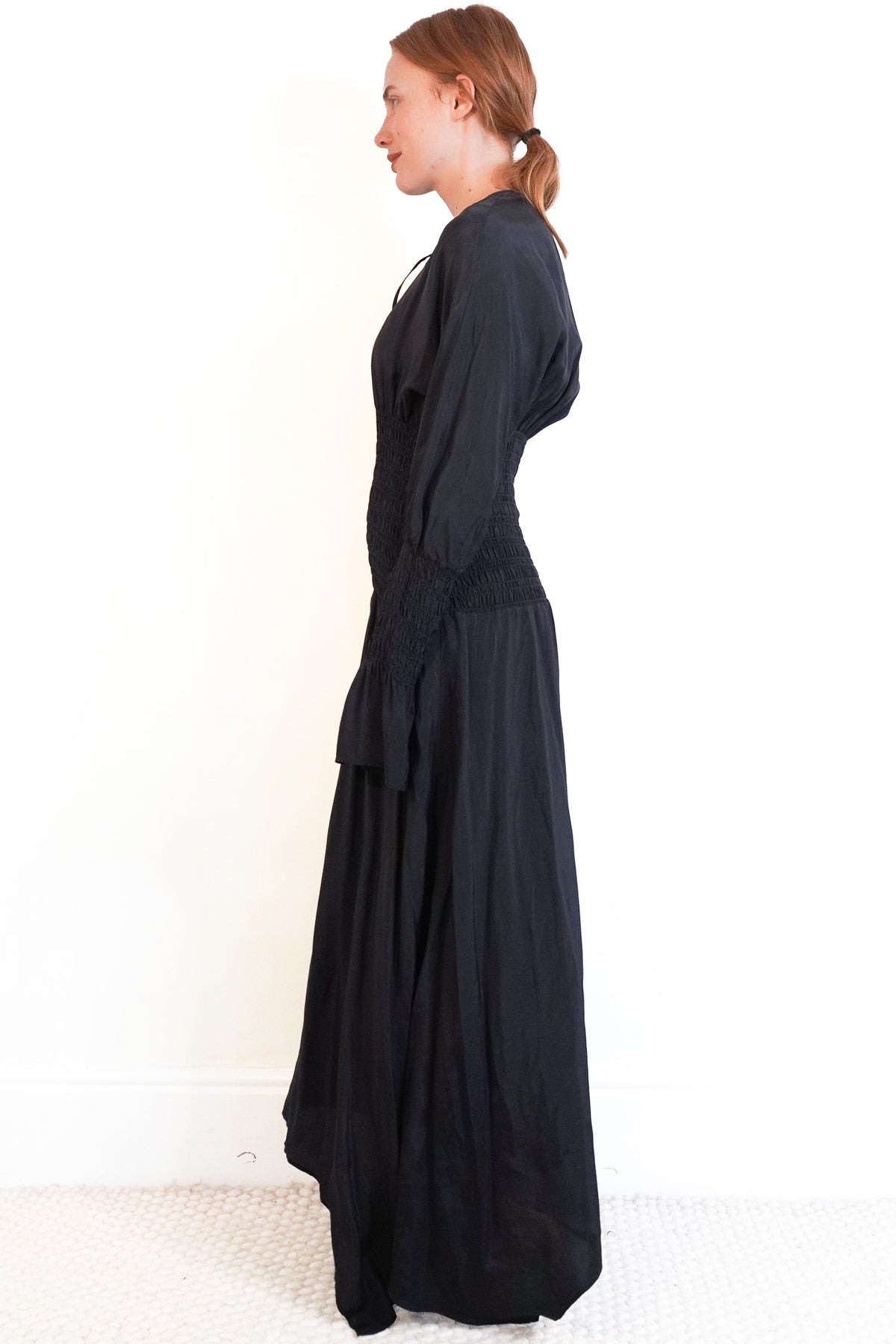 Ganni Black Tie Front Dress Side