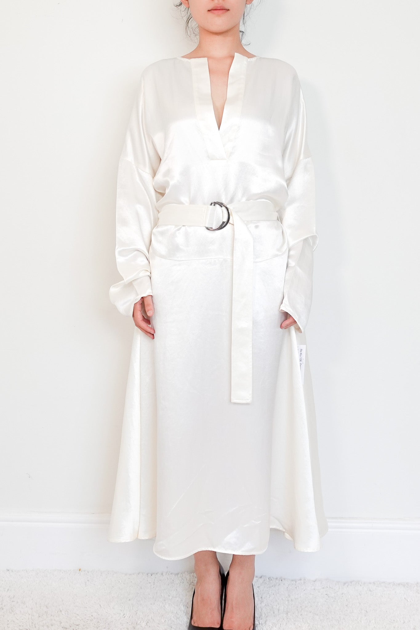 Georgia-Alice-Belted-Cream-Satin-Kaftan–firstphoto