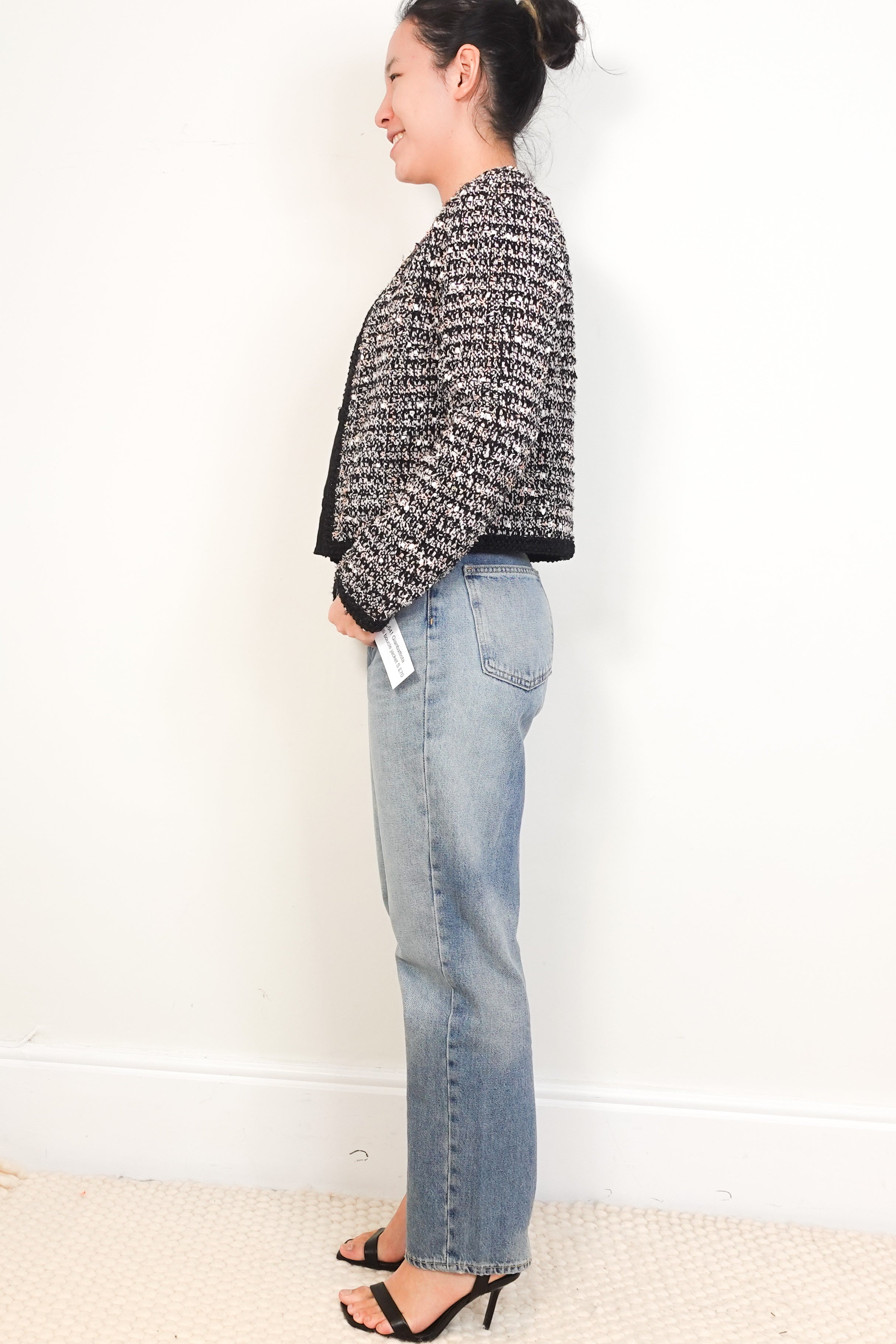 Giambattista Valli Black-and-Pink-Embellished-Boucle-Jacket-side-picture-Chelsea-London