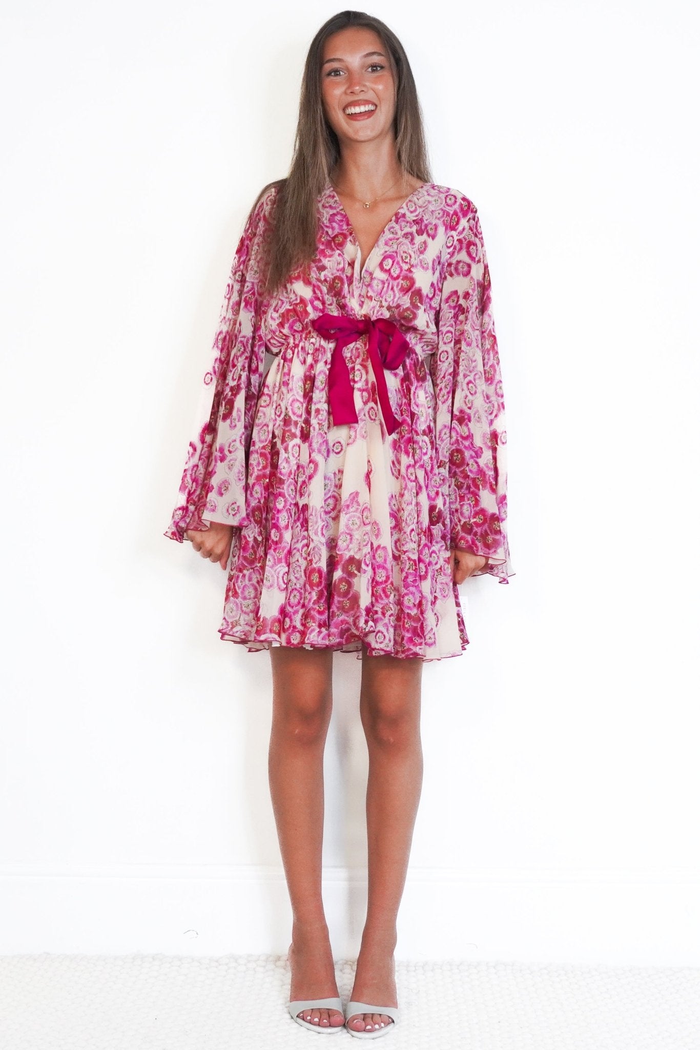Giambattista Valli Pink Floral Silk Chiffon Mini Dress (RRP £2000) | Authentic Preloved - Reloved Again