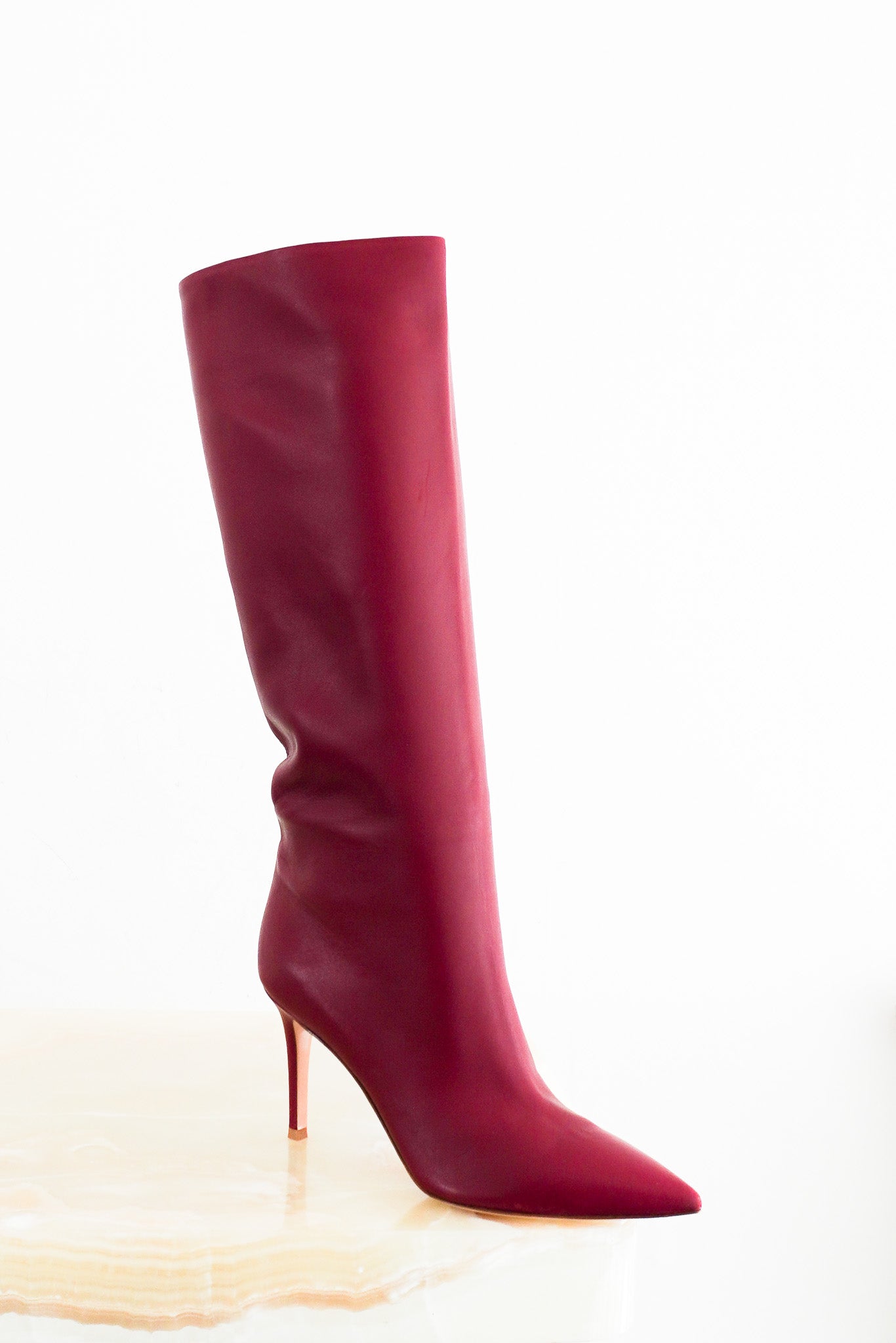 Gianvito Rossi Red Leather Knee High Boots RRP £1200 | Authentic Preloved - Reloved Again