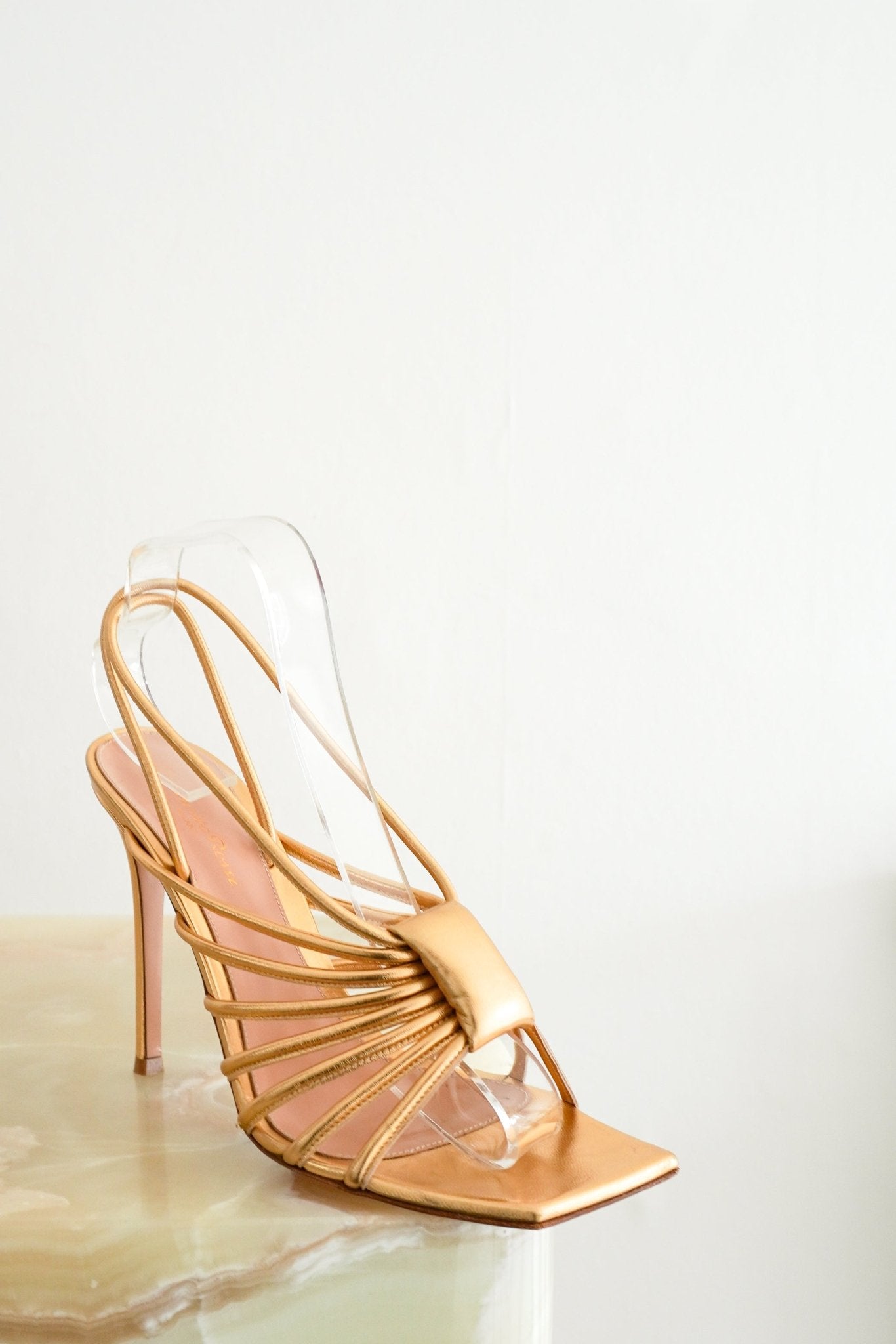 Gianvito Rossi Hellen Gold Metallic Sandals (RRP £700) | Authentic Preloved - Reloved Again