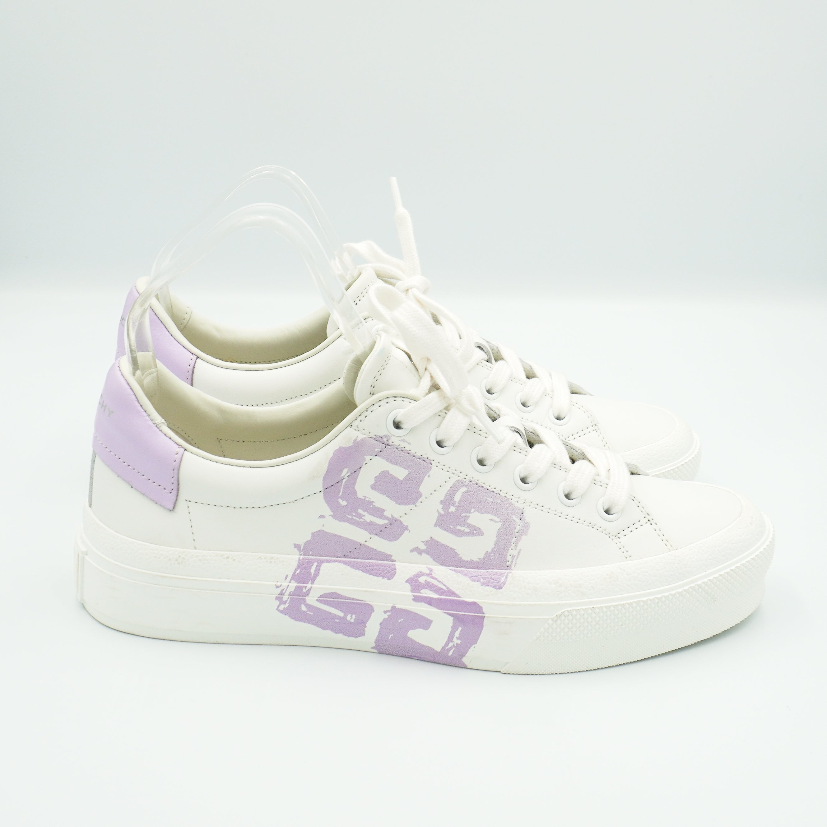Givenchy City Sport Josh Smith Leather Sneakers in White and Lilac side photo chelsea london