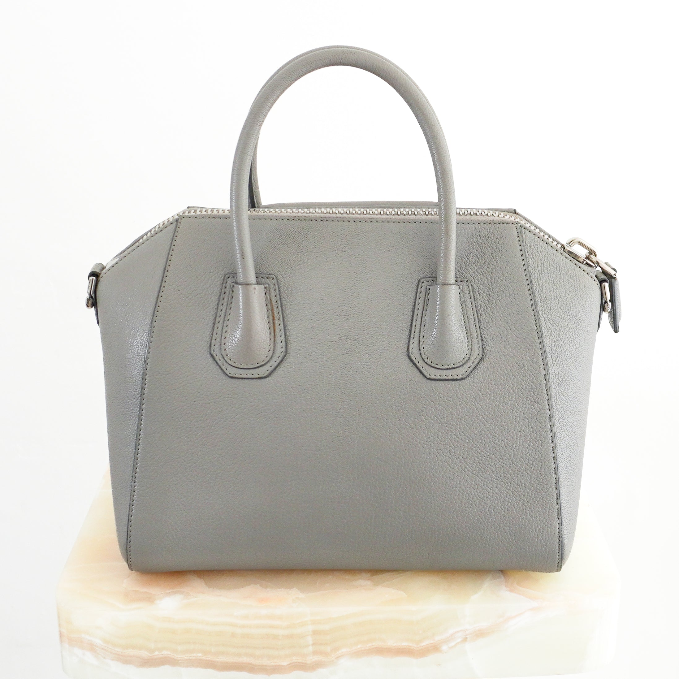 Givenchy Medium Antigona Bag Pearl Grey Sugar Goatskin back photo chelsea london