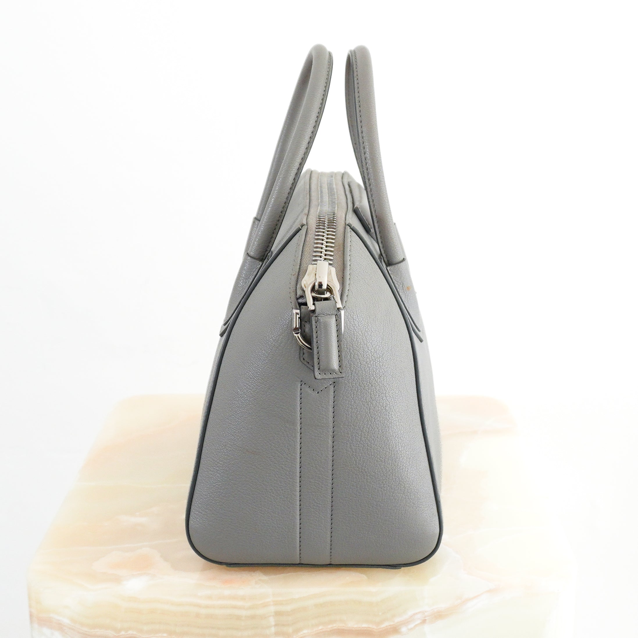 Givenchy Medium Antigona Bag Pearl Grey Sugar Goatskin side photo chelsea london