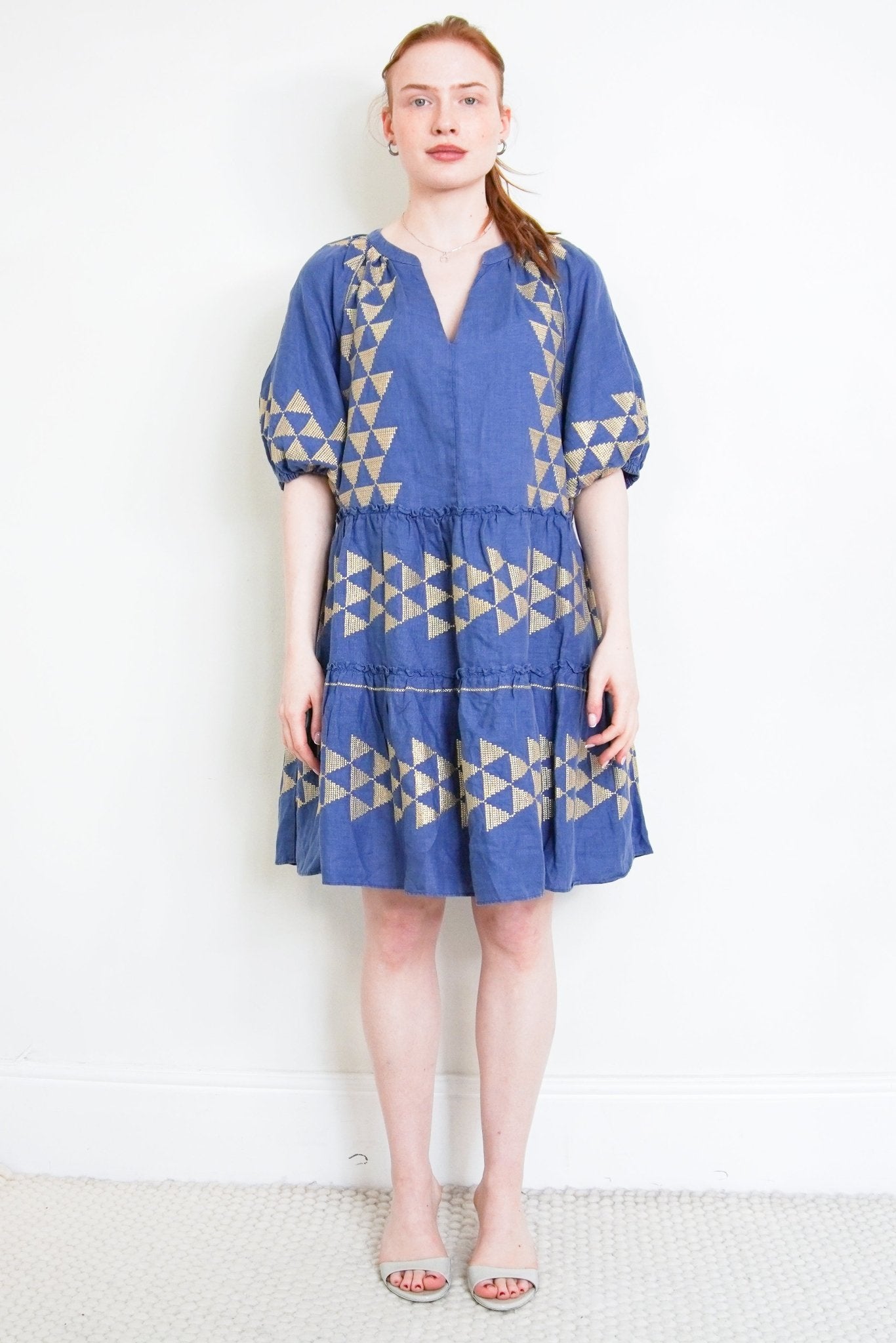 Greek Archaic Kori Blue Mini Dress RRP £295 | Authentic Preloved - Reloved Again