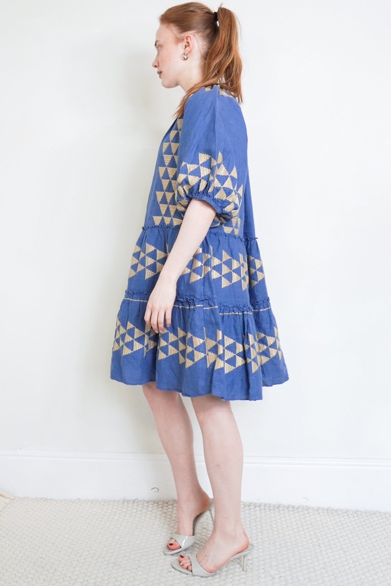Greek Archaic Kori Blue Mini Dress RRP £295 | Authentic Preloved - Reloved Again