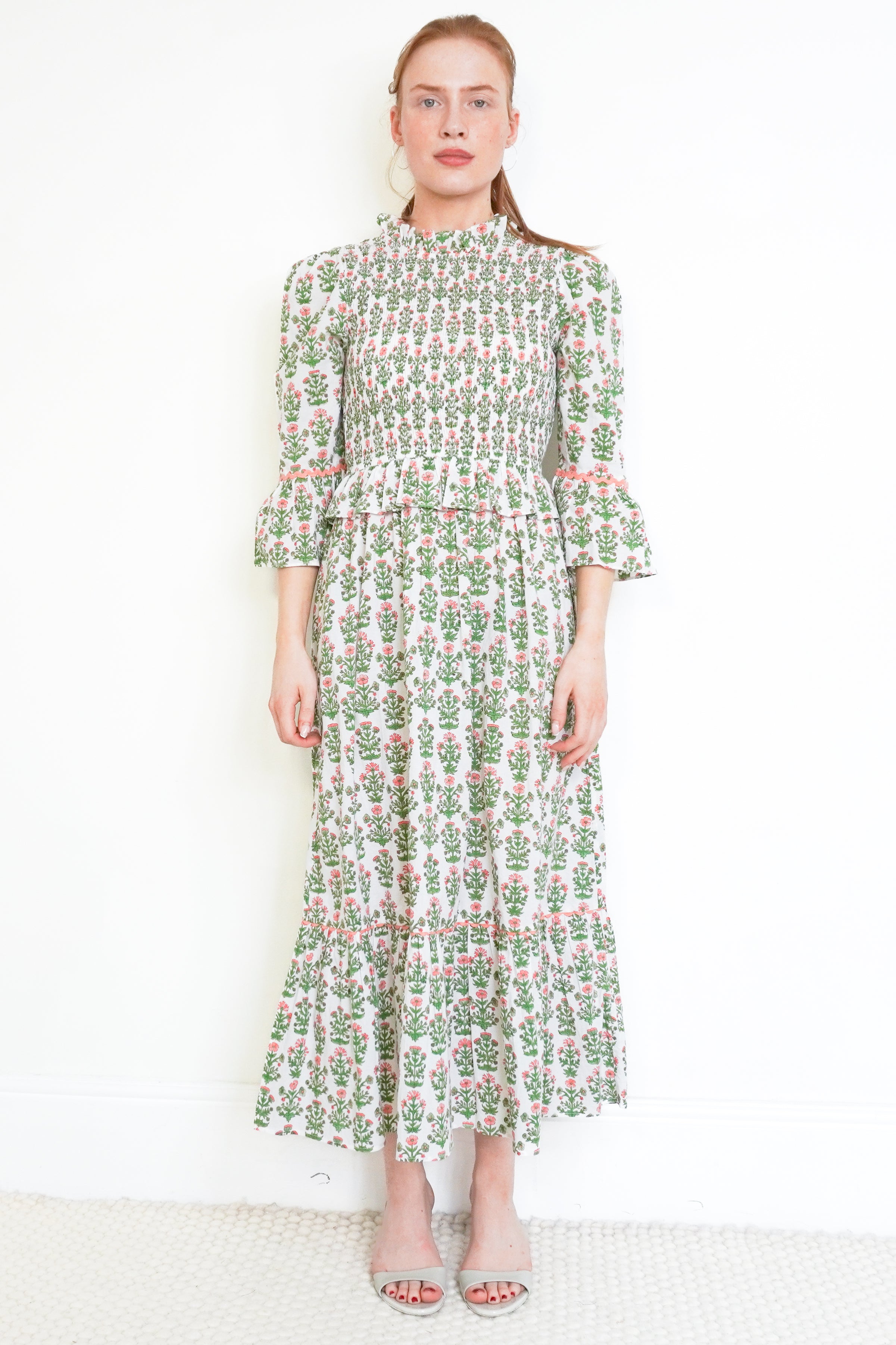Green Pink City Prints Dress front photo chelsea london