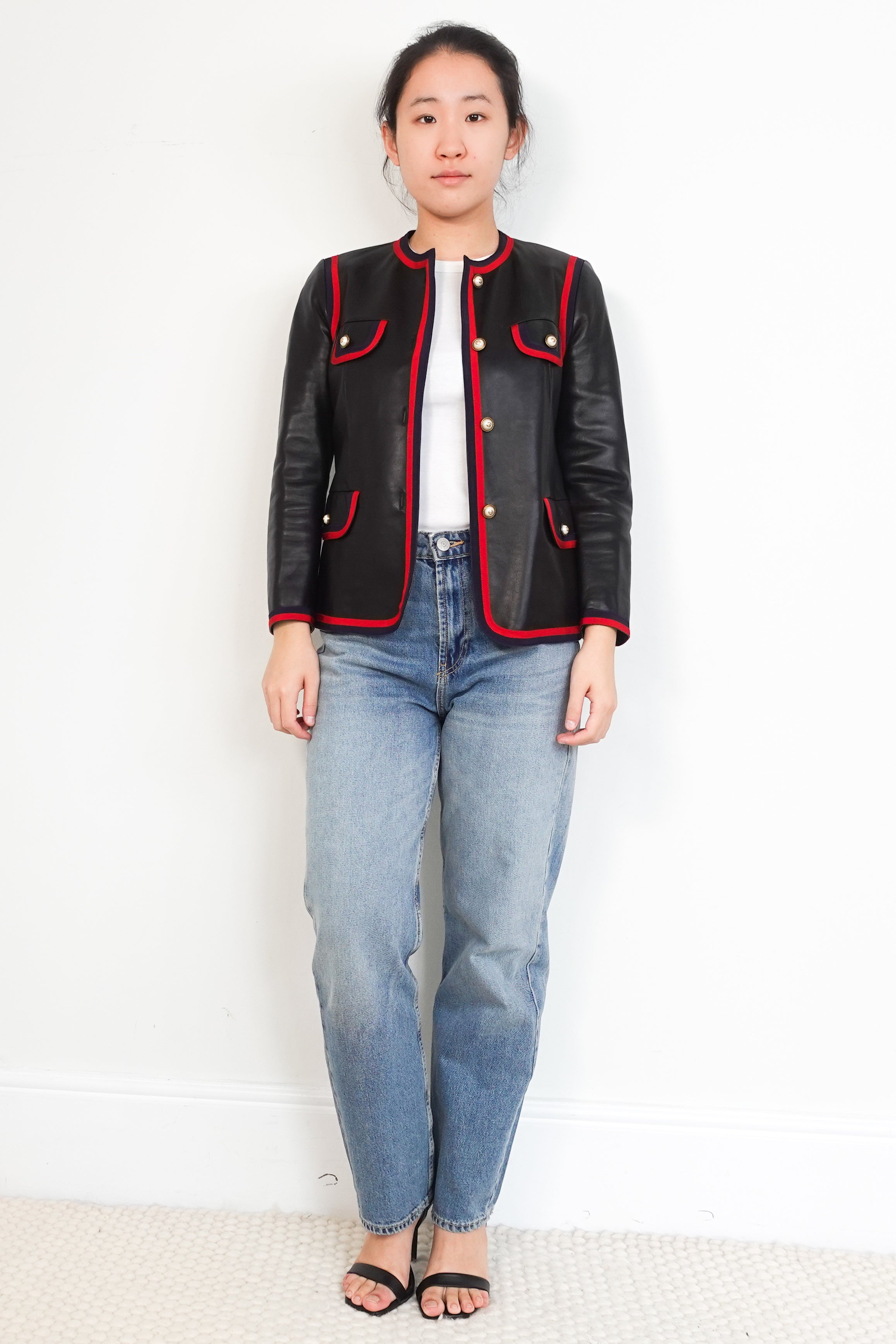 Gucci-Black-Ribbon-Trim-Nappa-Leather-Jacket-front-picture-Chelsea-London
